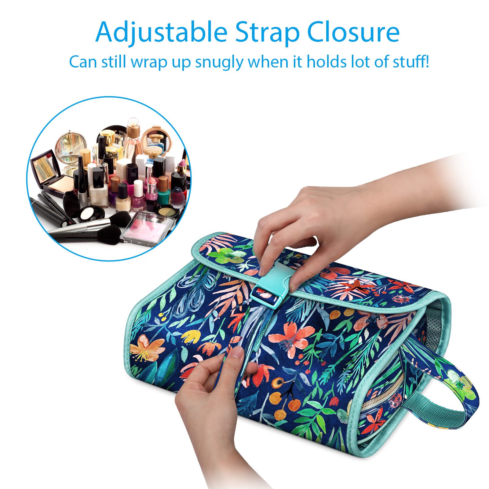 Fintie Kulturbeutel Tragbare Kulturtasche Kosmetiktasche Reisetasche, Große wasserdichte, Aufhängen Make-up Organizer Stauraum Tasche für Damen Mädchen