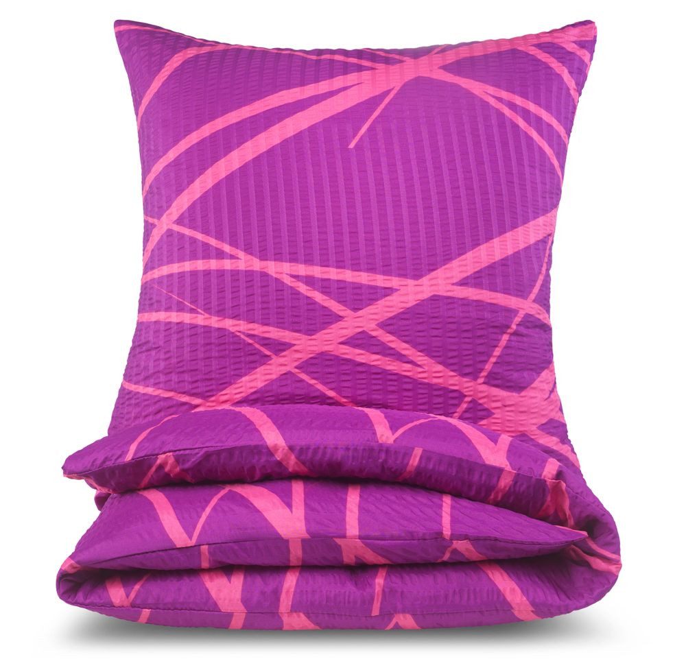 Malika Bettwäsche 135x200 + 80x80 cm atmungsaktiver Bettbezug, Sommerbettwäsche, Seersucker, 2 teilig, Für Allergiker geeignet, pflegeleicht, angenehm weicher Stoff