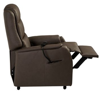 Hukla TV-Sessel Fernsehsessel DORSTEN, Braun, Leder, 2-motorig, mit Aufstehhilfe und Relaxfunktion, Elektrisch verstellbar