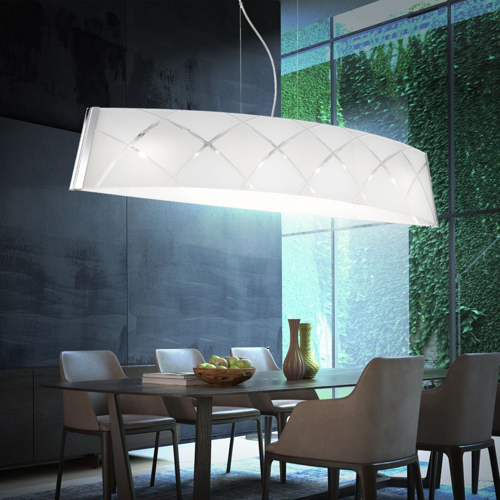 etc-shop LED Pendelleuchte, Leuchtmittel nicht inklusive, Pendel Decken Lampe Glas gemustert Design Leuchte Chrom Vivinia