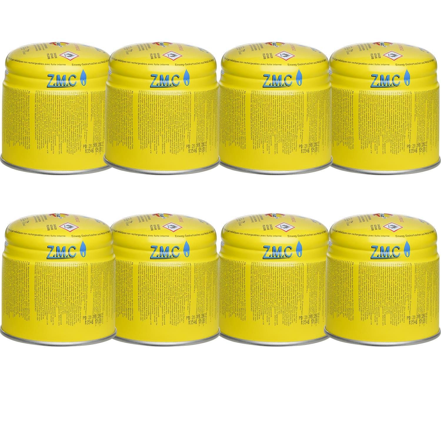 ZMC Gaskartusche 8x Butan Gas Kartusche 190g Anstechkartusche Propangas Gaskartusche, Zubehör für Campingkocher/Bunsenbrenner/Campinggas Typ: C200, EN417, Газовые баллончики Stechkartusche Газовые баллончики Butangas