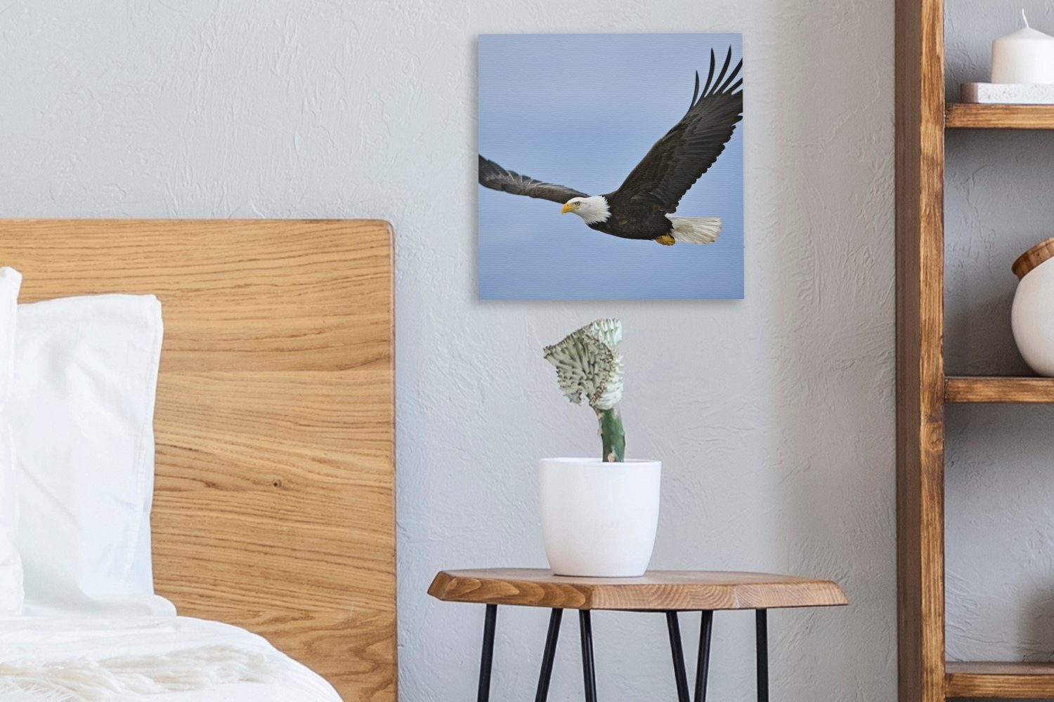 fliegender Schlafzimmer Wohnzimmer (1 Leinwand Weißkopfseeadler, Bilder Ein Leinwandbild OneMillionCanvasses® St), für
