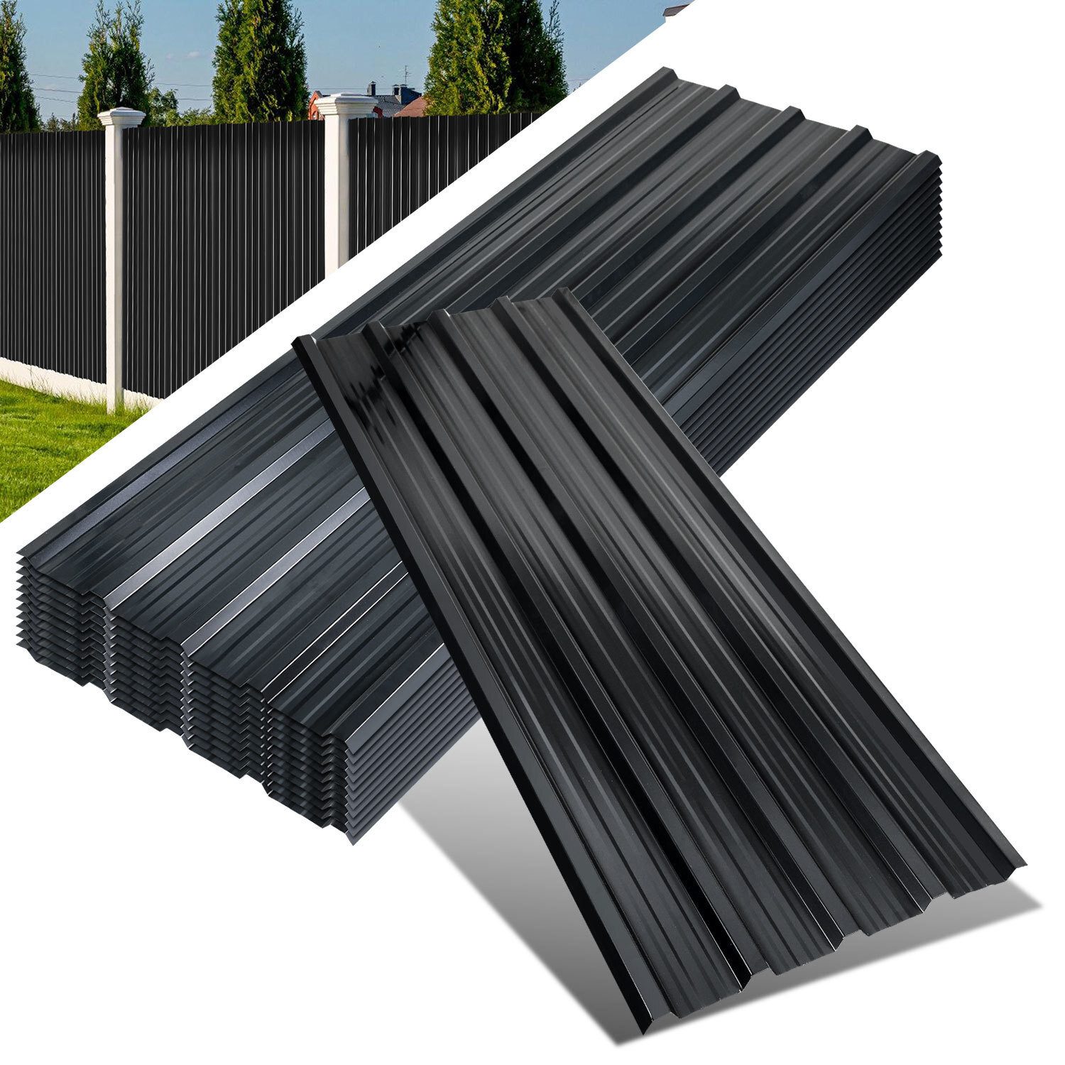 Clanmacy Trapezblech Trapezblech 36er Set Profilblech Trapezblech mit Handschuhe 21m², 129x46x0.25 mm (Set 36-St) UV-Schutz, Wasserfest, Wetterfest, Rostresistent, Korrosionsbeständig