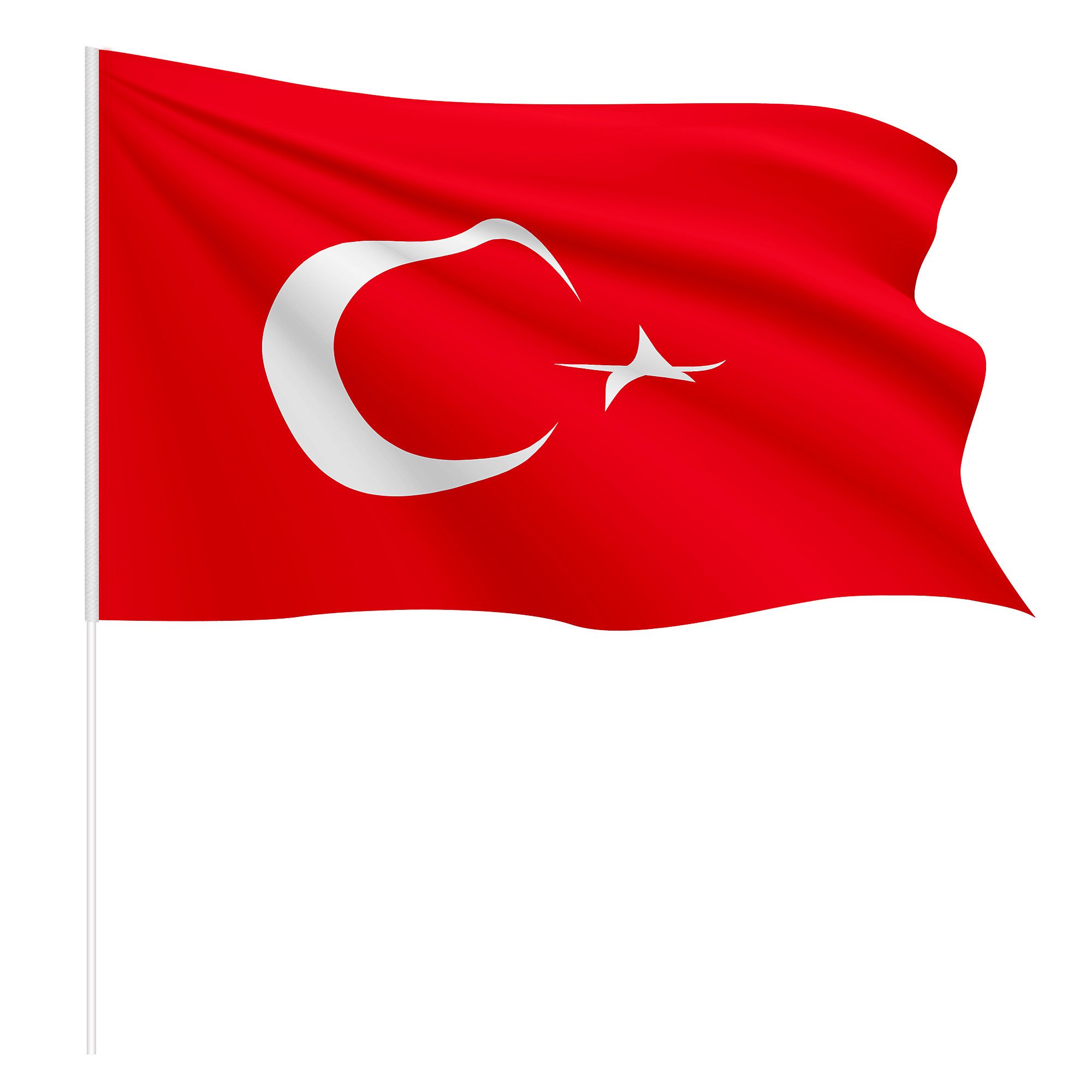 Taffstyle Flagge Türkei 6 Stück Handfahne Set Stabfahne 30cm x 45cm mit 60cm Kunststoff, WM 2026 Länderflagge Flagge Handball Eishockey Basketball Fussball