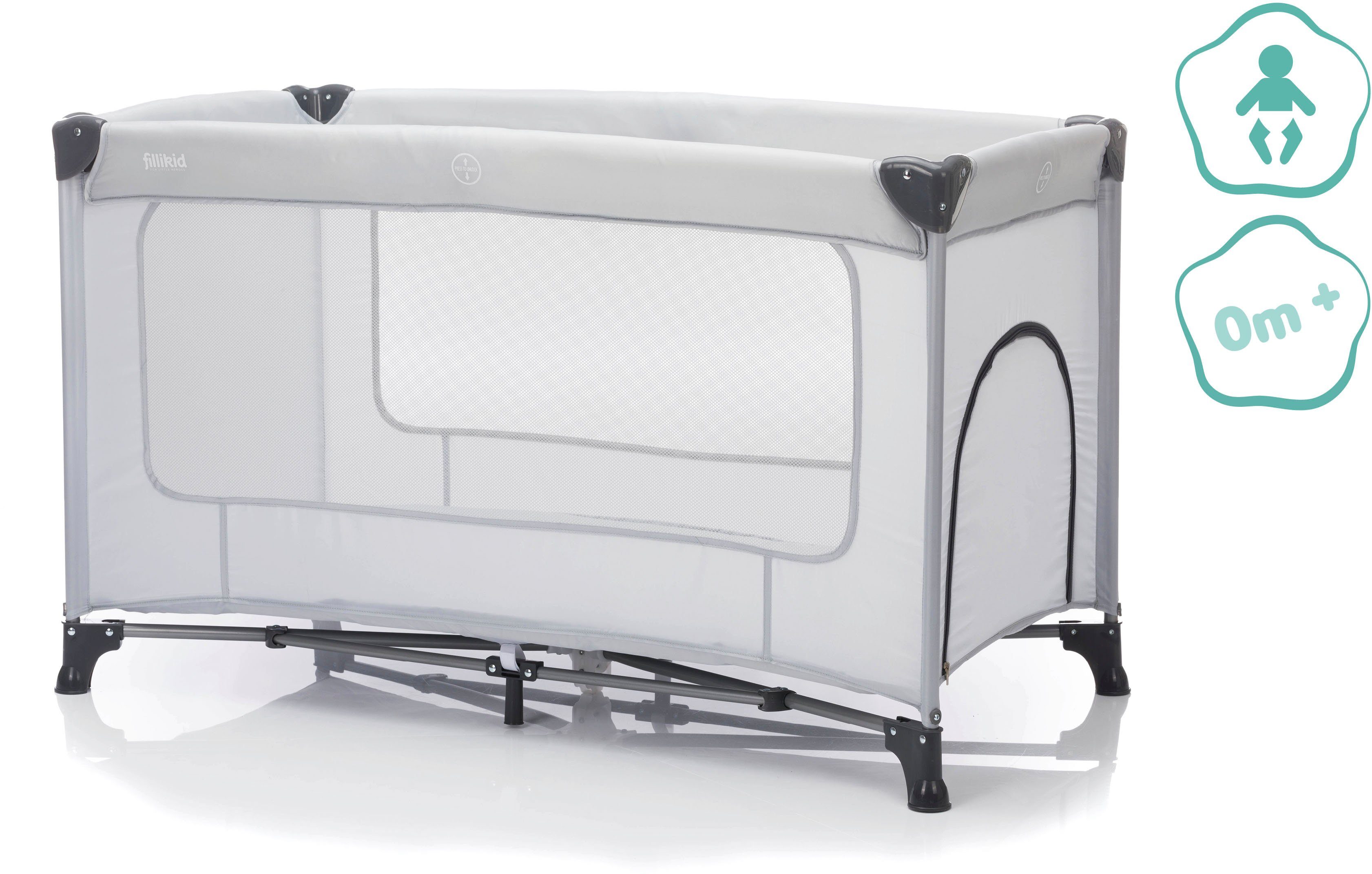 Fillikid Baby-Reisebett Nizza, steingrau, inkl. Transporttasche günstig online kaufen