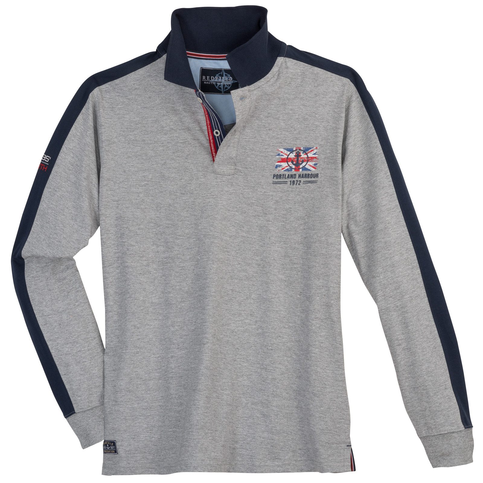 redfield Langarm-Poloshirt Redfield Langarm-Polo XXL grau günstig online kaufen