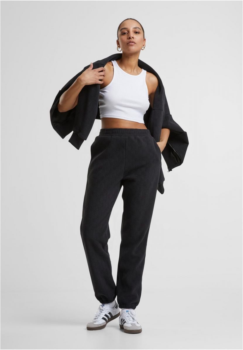 URBAN CLASSICS Funktionshose Ladies Jacquard Velvet Sweatpants Damen Jogginghose