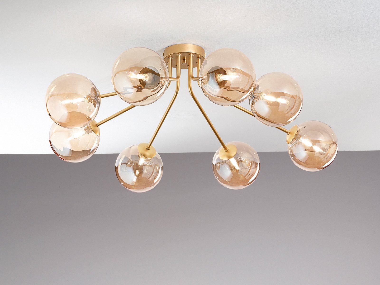 Luce Ambiente Design LED Deckenleuchte 8-flammig mit Glas-Kugeln Breite 88cm, Dimmfunktion, LED wechselbar, Warmweiß, groß-e ausgefallene Deckenlampe inkl. G9 LED Leuchtmitteln dimmbar