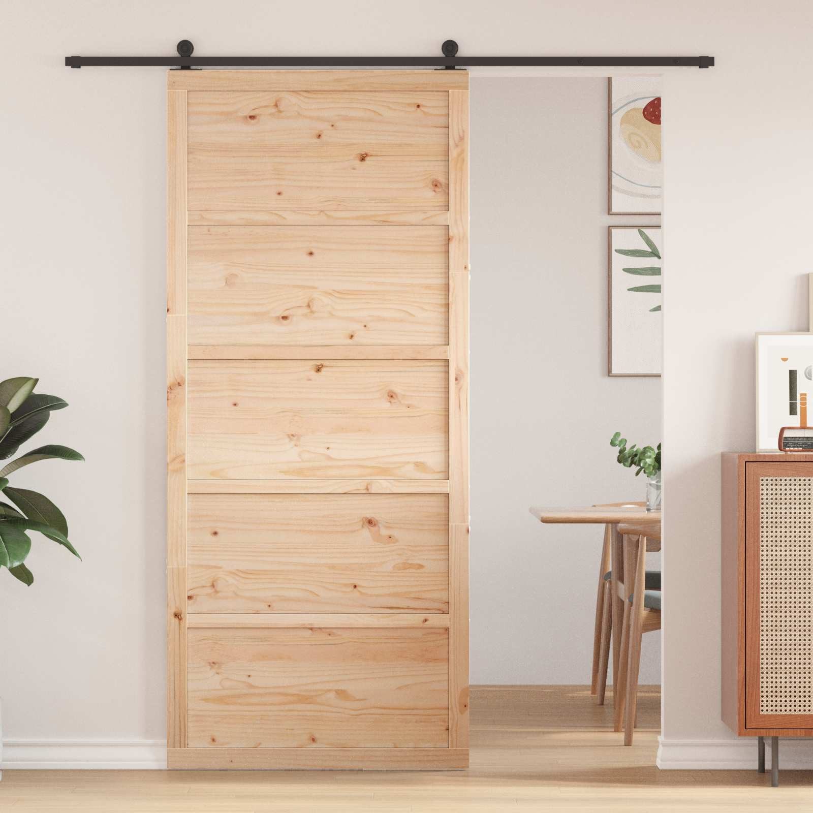 vidaXL Schiebetür Scheunentür 100 x 2,5 x 208 cm Massives Kiefernholz Natur (1-St)