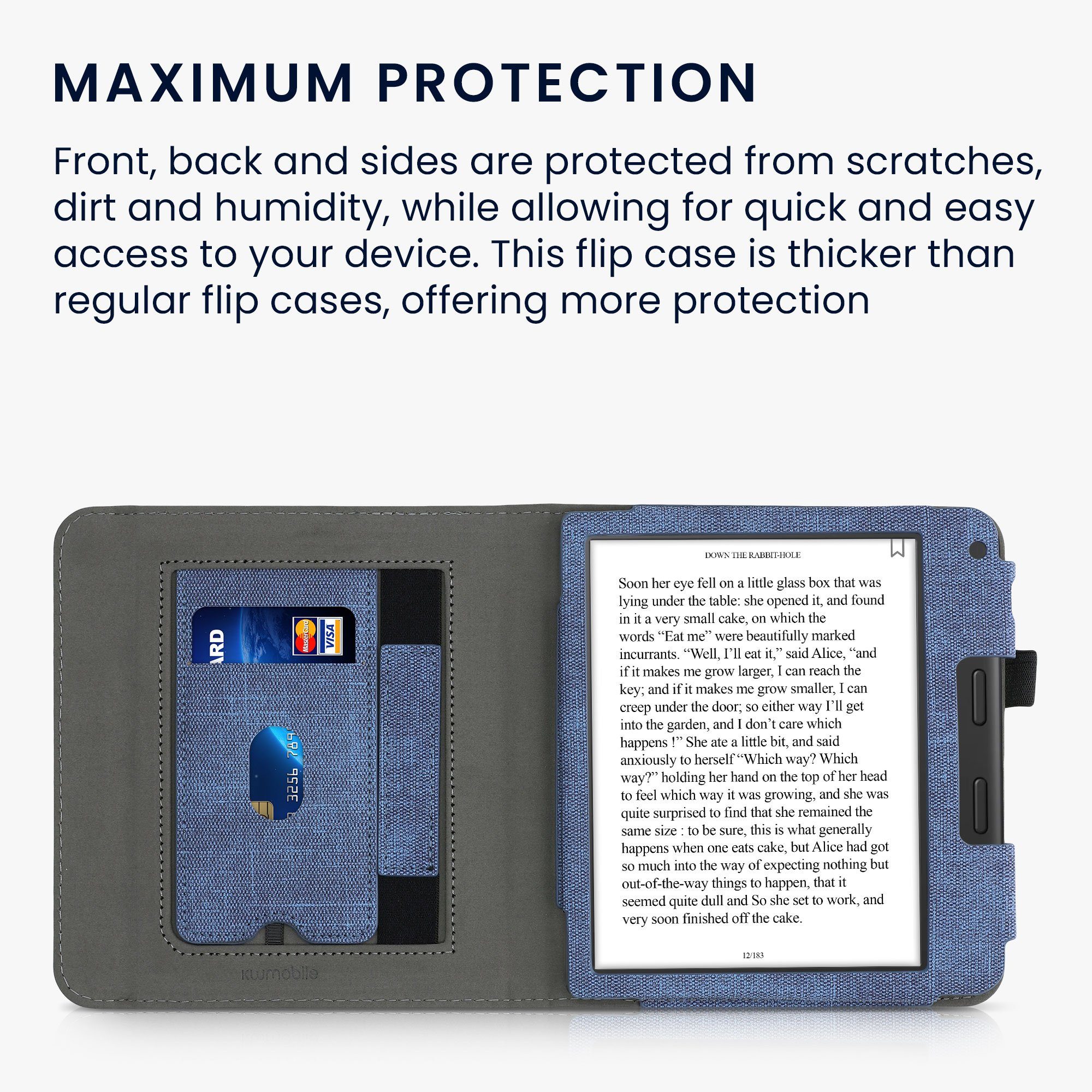 kwmobile E-Reader-Hülle Flip Schutzhülle für Tolino Vision 6, Handschlaufe - Cover Wildleder-Optik – Bild 3 von 5