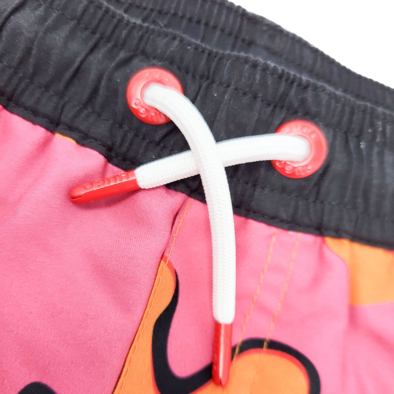 HUGO Badeshorts HUGO Surfershorts orange pink gemustert mit Logo