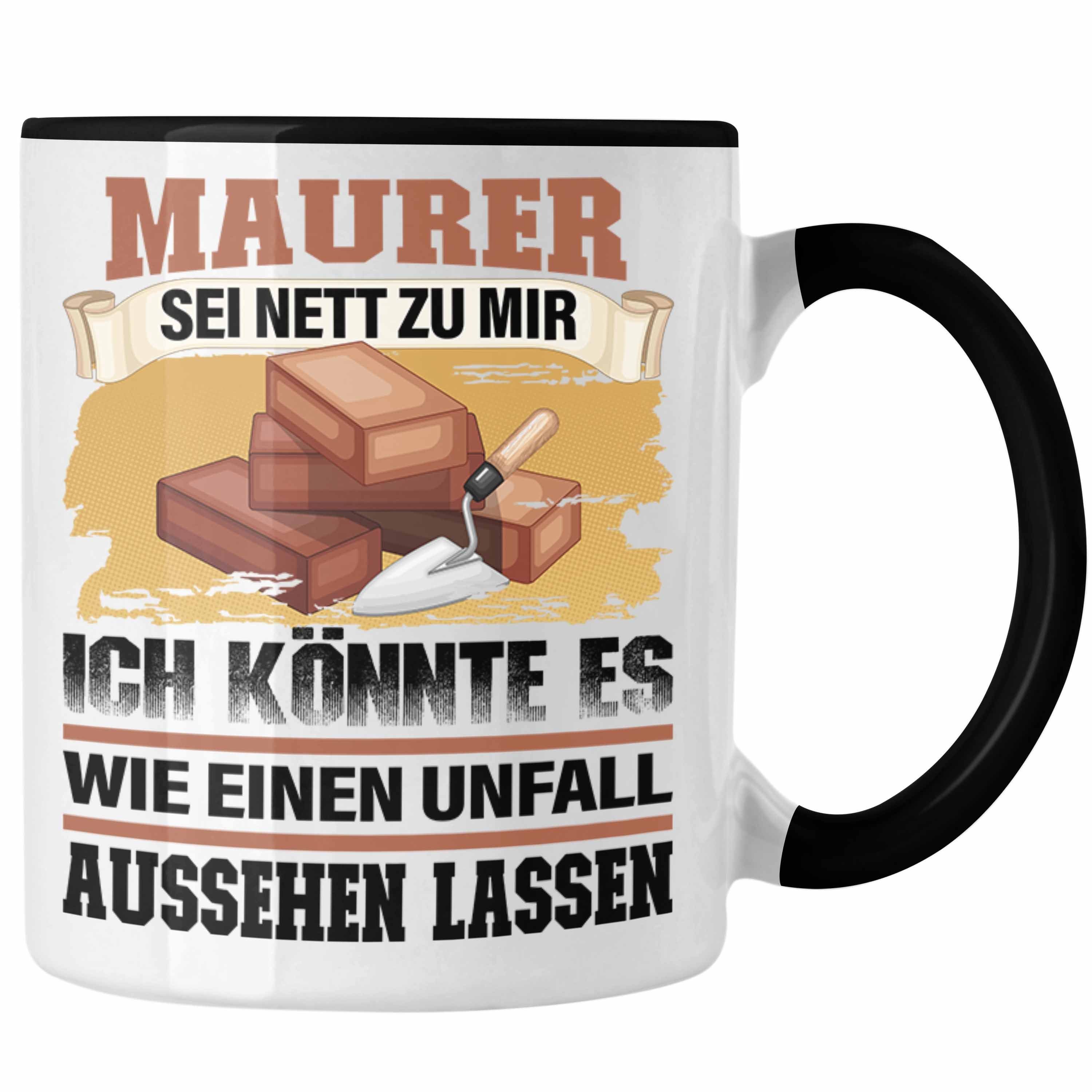 Trendation Tasse Trendation - Maurer Tasse Geschenk Lustiger Spruch Maurer-Meister Gesc Schwarz