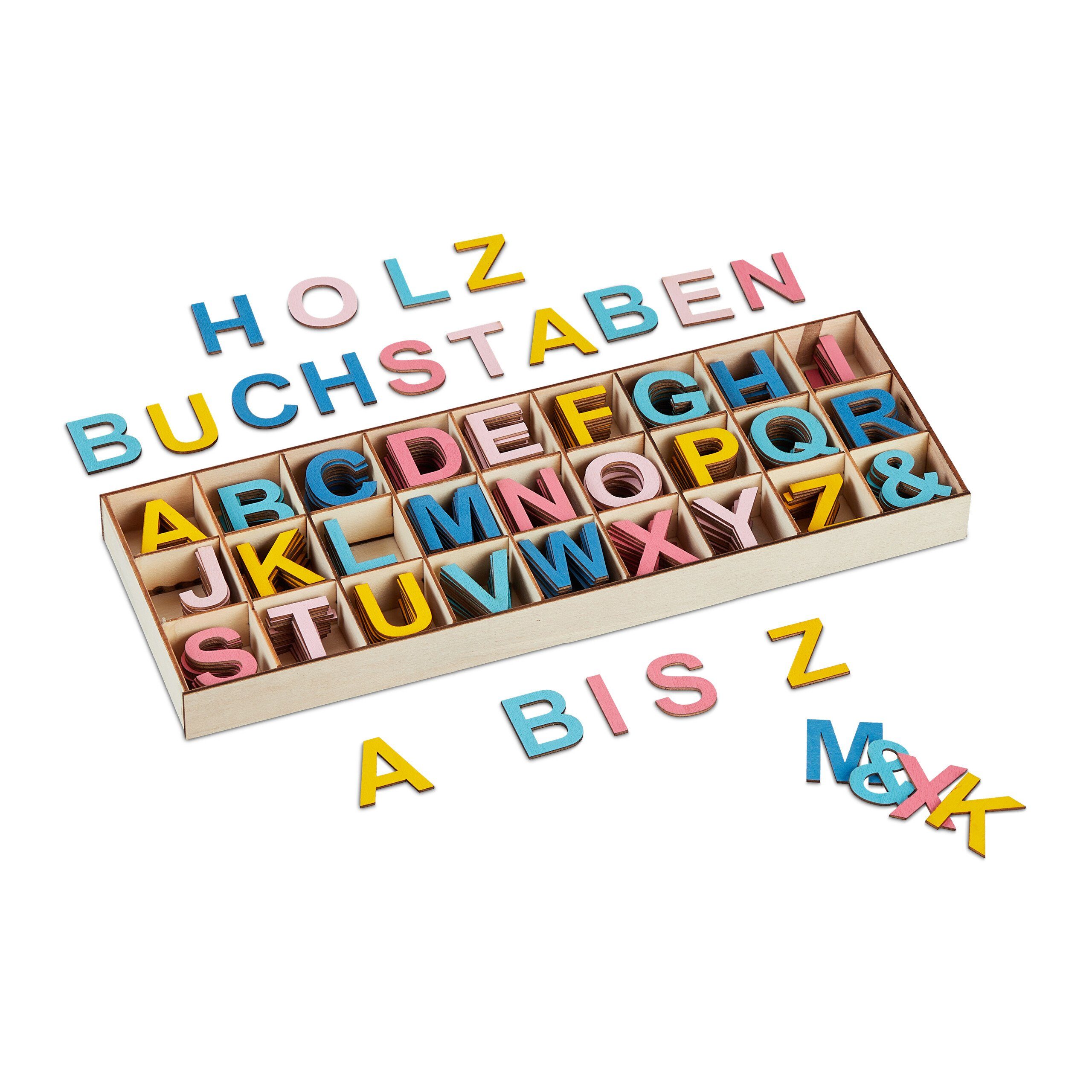 relaxdays Deko-Buchstaben Holzbuchstaben Set 324 tlg. (324 St)