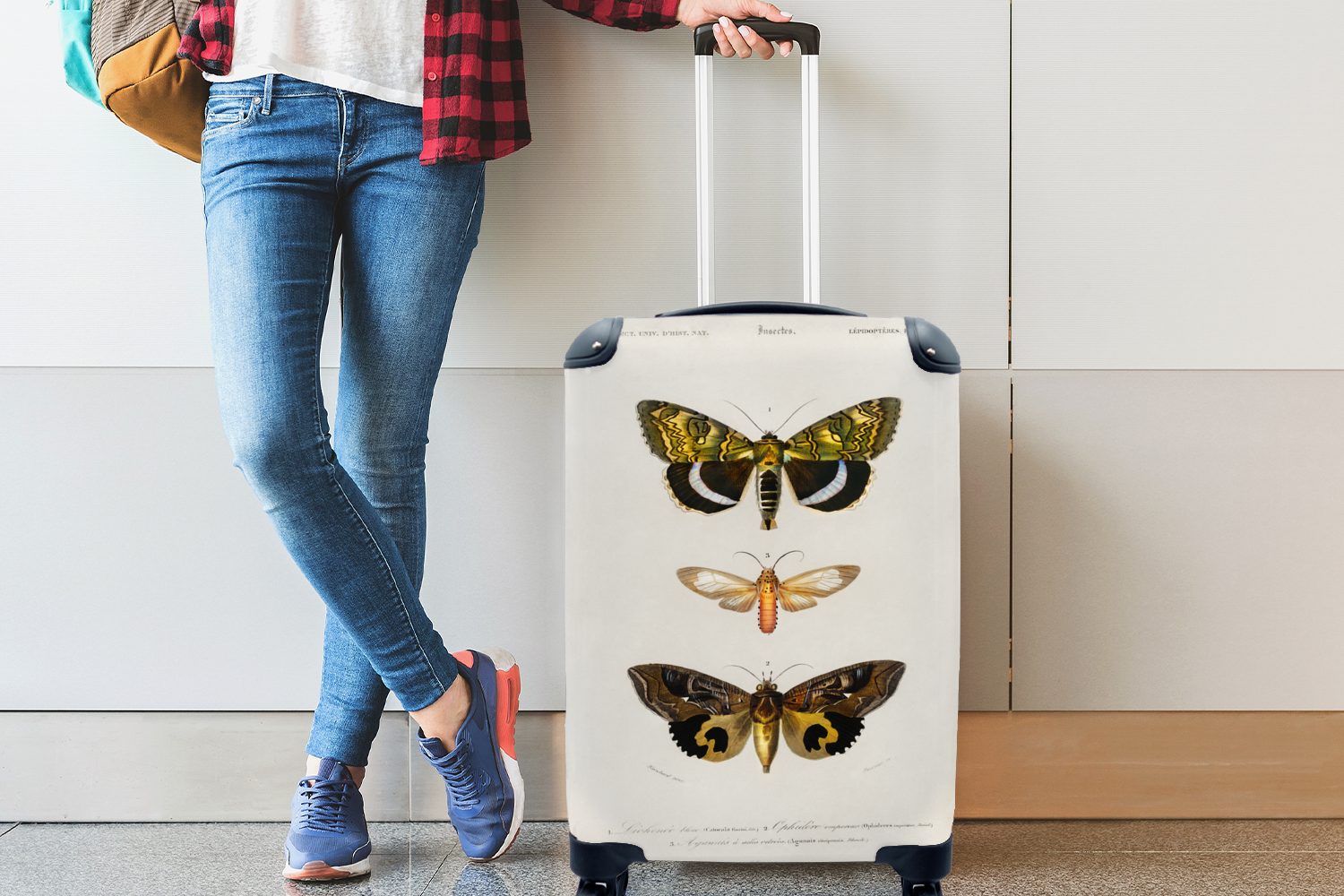 - Reisekoffer Rollen, mit für Ferien, Vintage Schmetterling MuchoWow Handgepäck rollen, 4 Reisetasche Handgepäckkoffer Trolley, Insekten, -