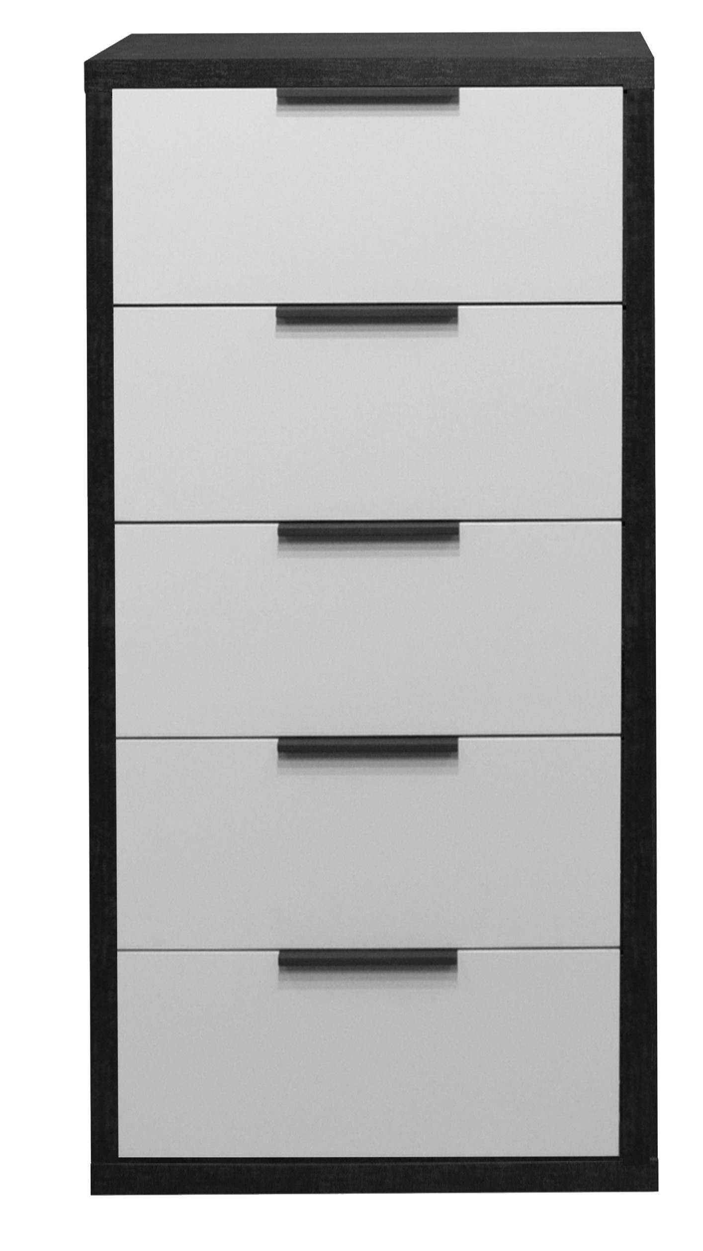 FURNARO Kommode, in flamed wood black / kreidegrau matt lack NB B/H/T: 64x110x45 cm