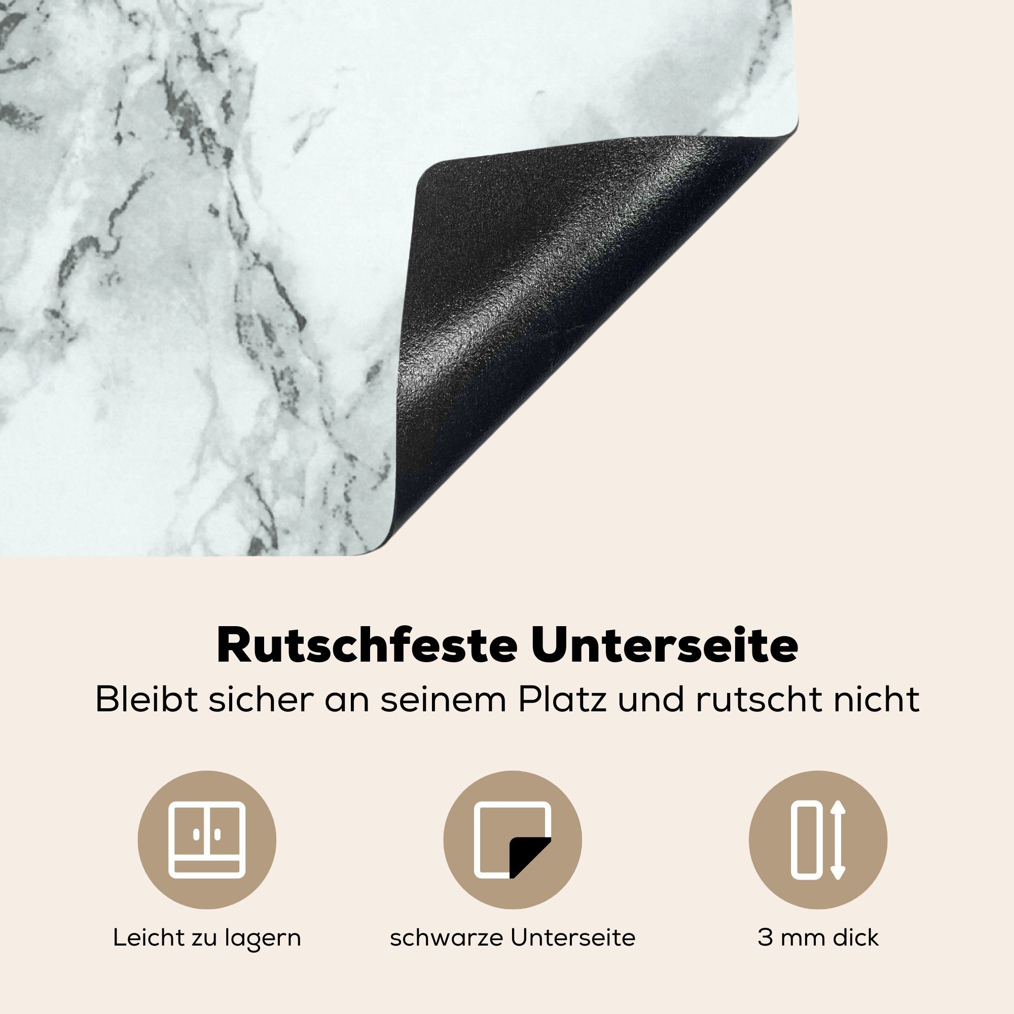 Adern Schwarz, für küche 78x78 - Marmor MuchoWow cm, Ceranfeldabdeckung, Vinyl, Herdblende-/Abdeckplatte (1 tlg), Arbeitsplatte -