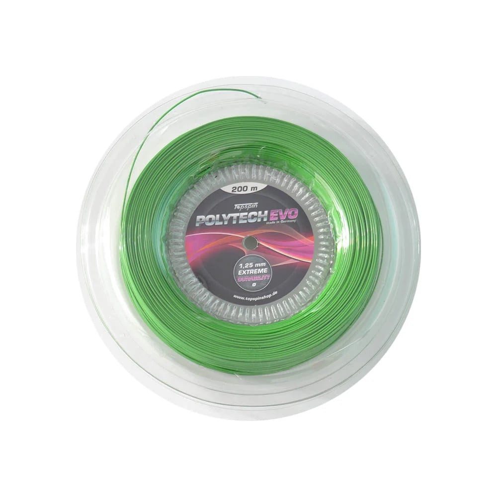 Tennissaite Poly Tech Evo (Haltbarkeit+Spielkomfort) grün 200m Rolle
