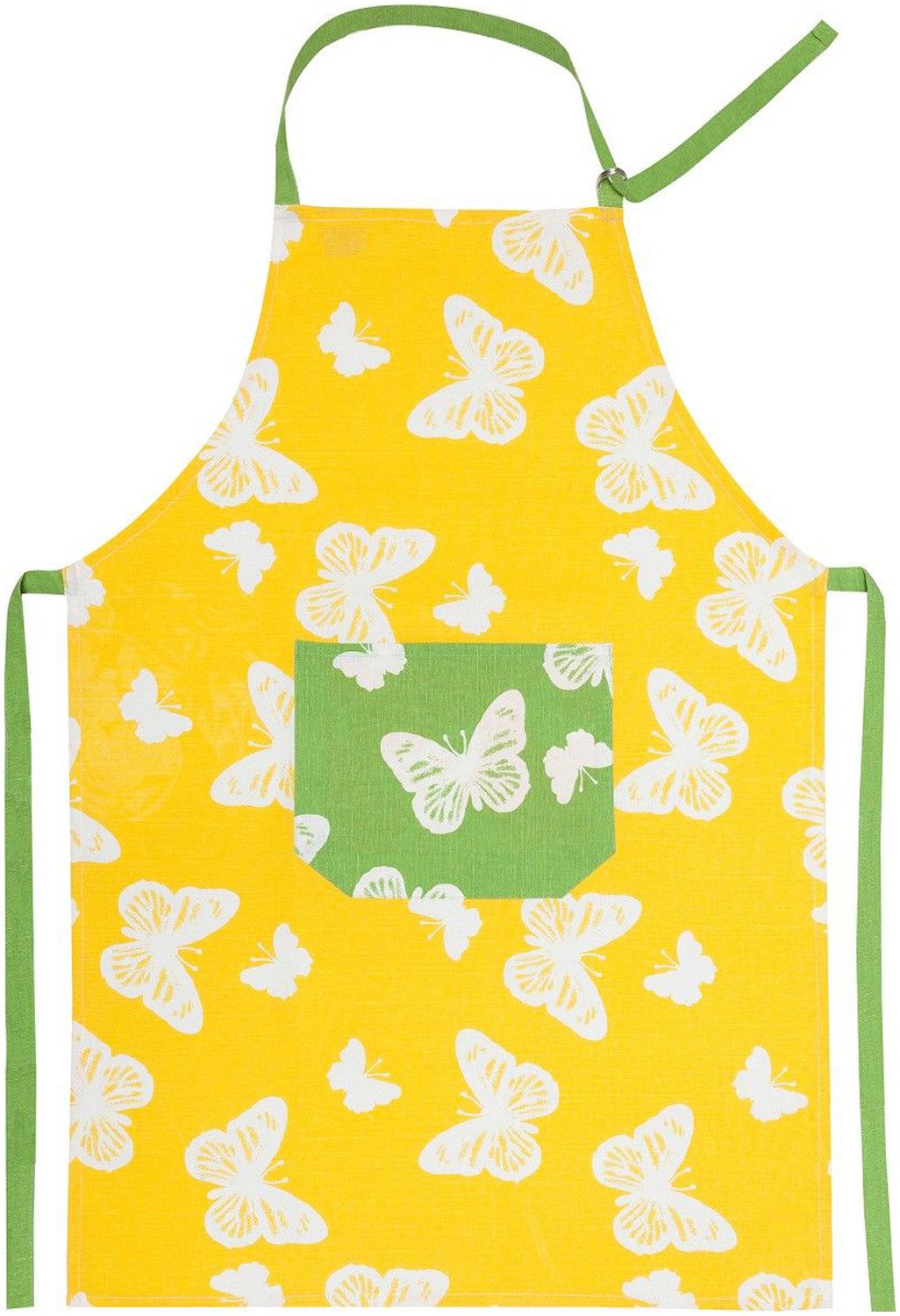 Kracht Kochschürze Schmetterlinge, (1-tlg., 1-teilig), Nackenband und aufgesetzte Tasche ca.70x90cm Baumwolle