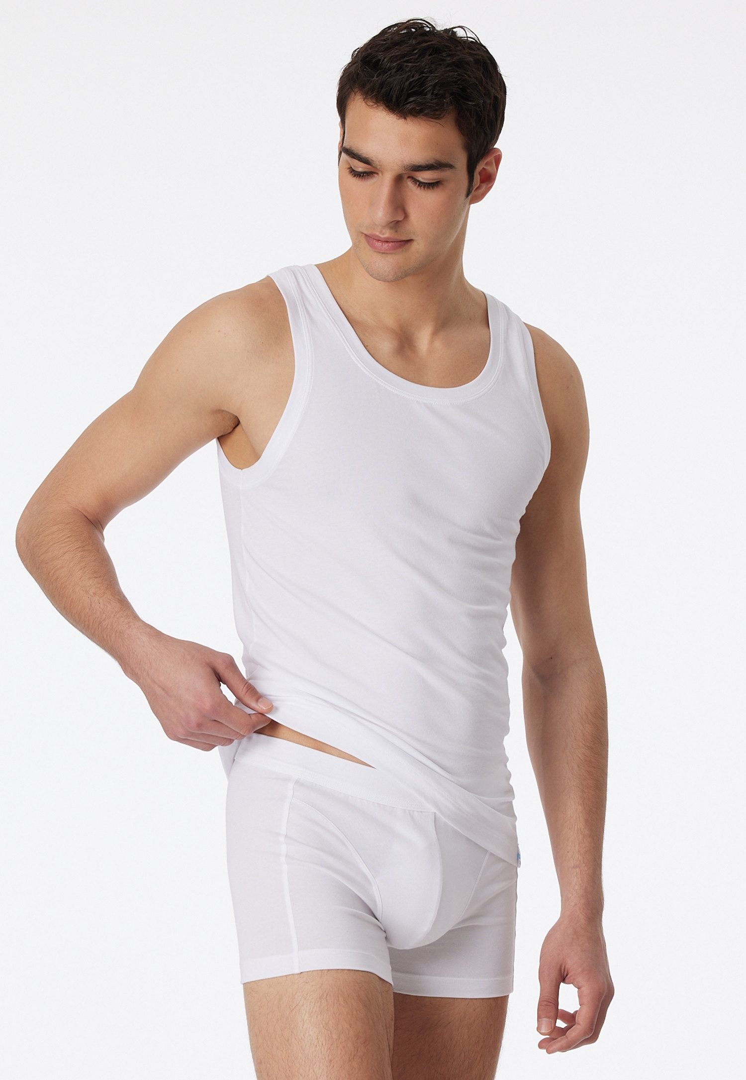 Schiesser Unterhemd Long Life Rib mit Rundhalsausschnitt, Cotton-Mix