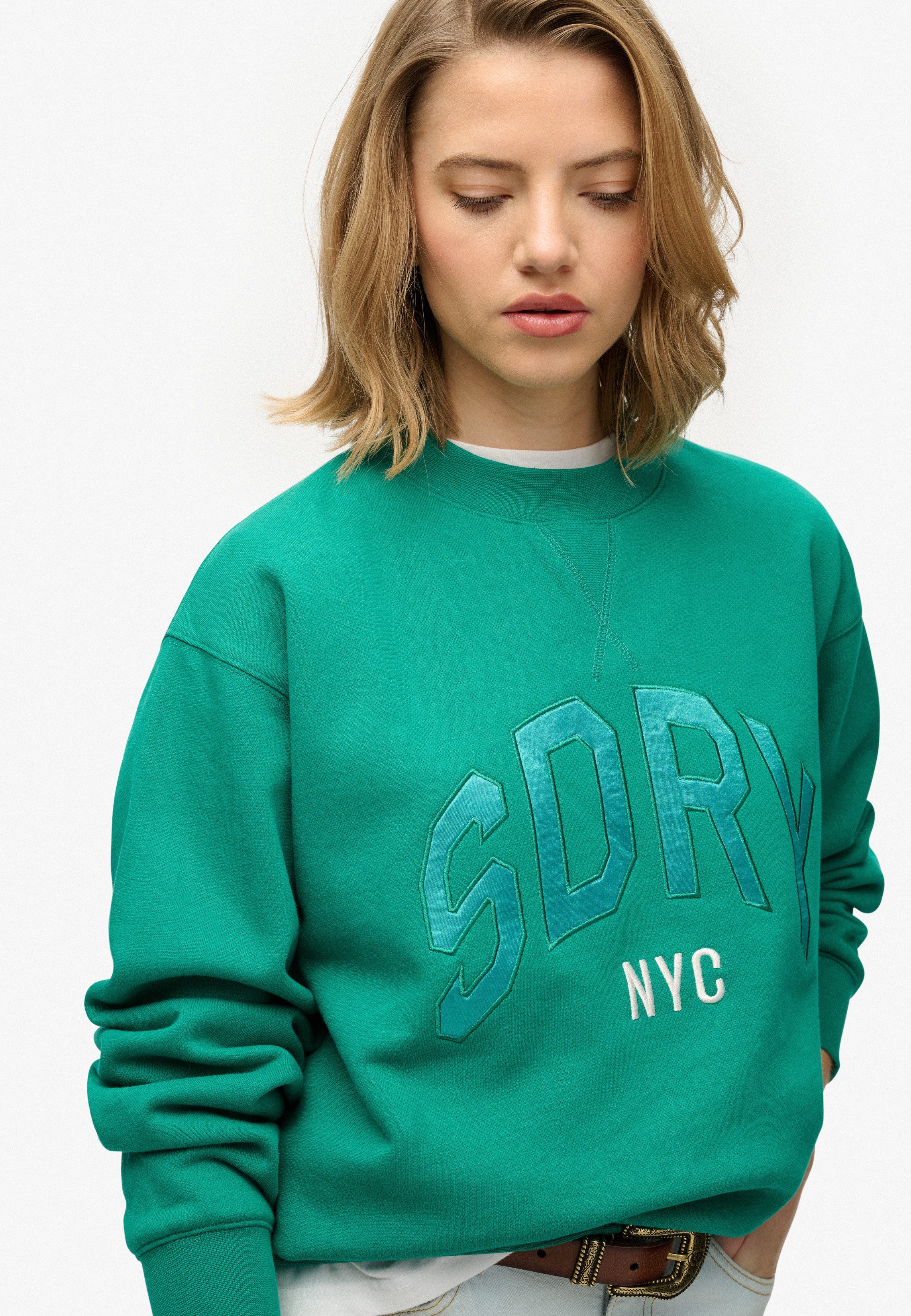 Superdry Sweatshirt VARSITY SATIN APPLIQUE CREW