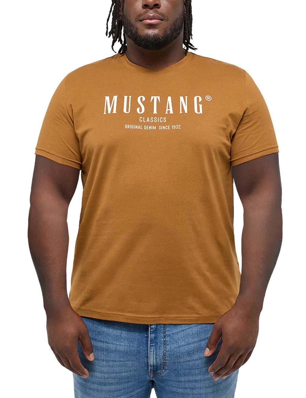 hellbraun Kurzarmshirt MUSTANG Mustang Print-Shirt
