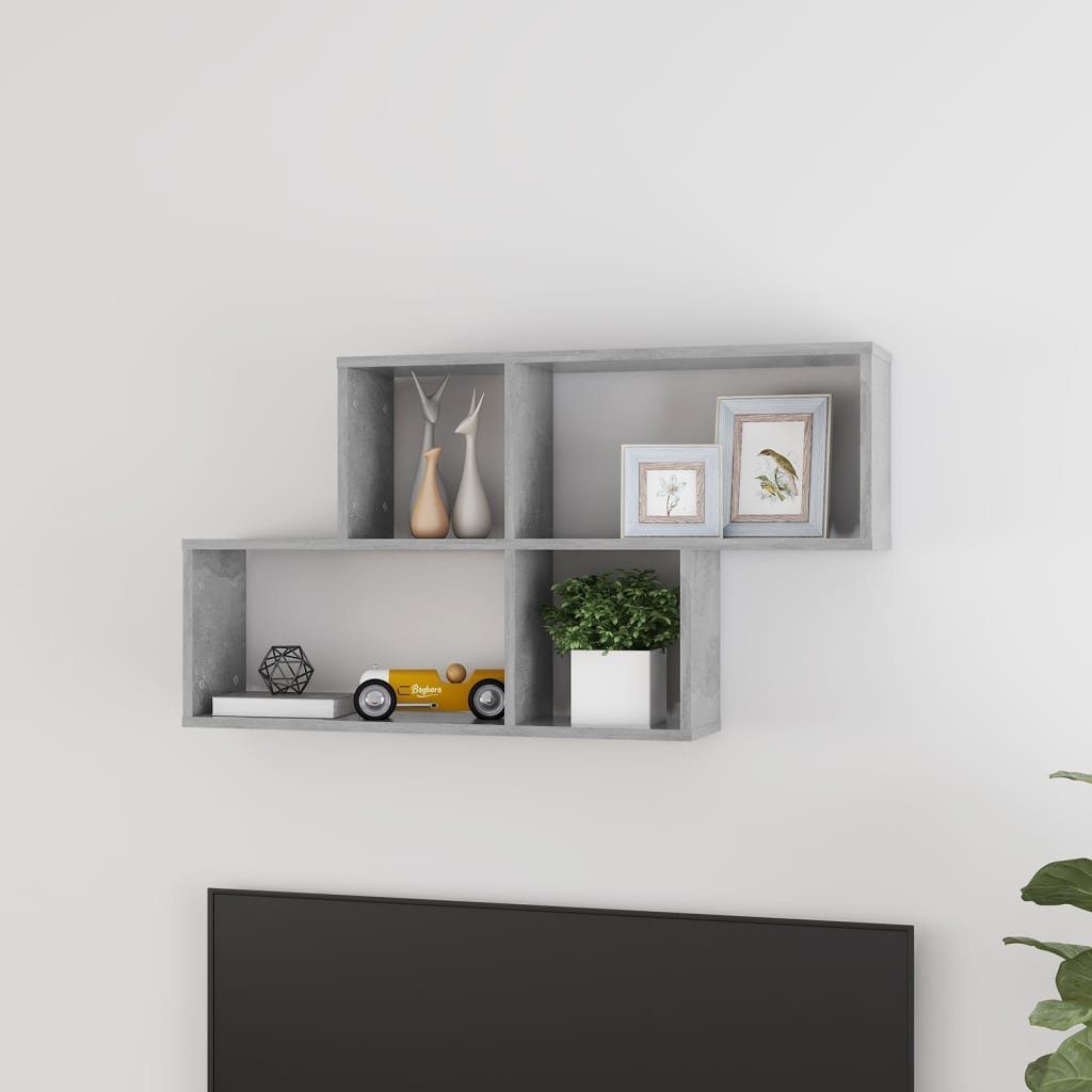 furnicato Wandregal Betongrau 100 x 18 x 53 cm aus Holzwerkstoff, 1-tlg.
