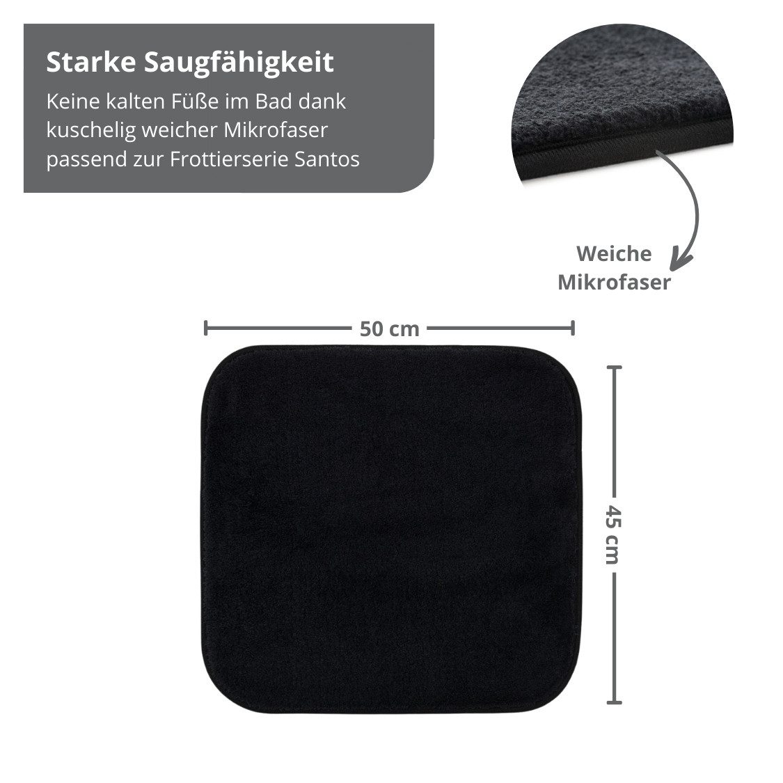 liebling Badematte Badteppich Santos, rutschhemmend beschichtet, schnell trocknend, Polyester, quadratisch, starke Saugfähigkeit, formstabil, in vielen Farben und Größen