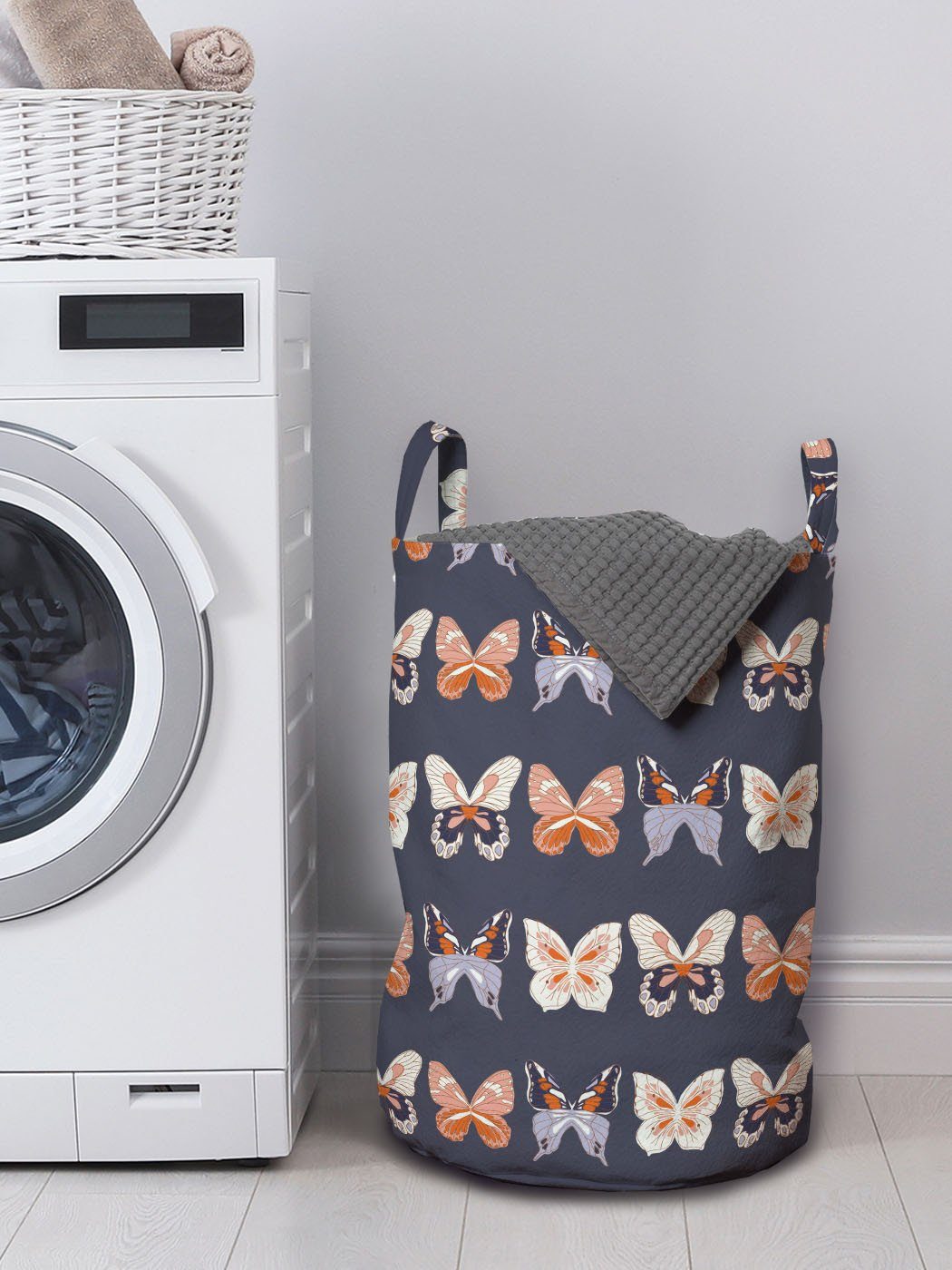 Wäschesäckchen Wäschekorb für Insekten Abakuhaus Griffen Kordelzugverschluss Waschsalons, mit Schmetterlinge