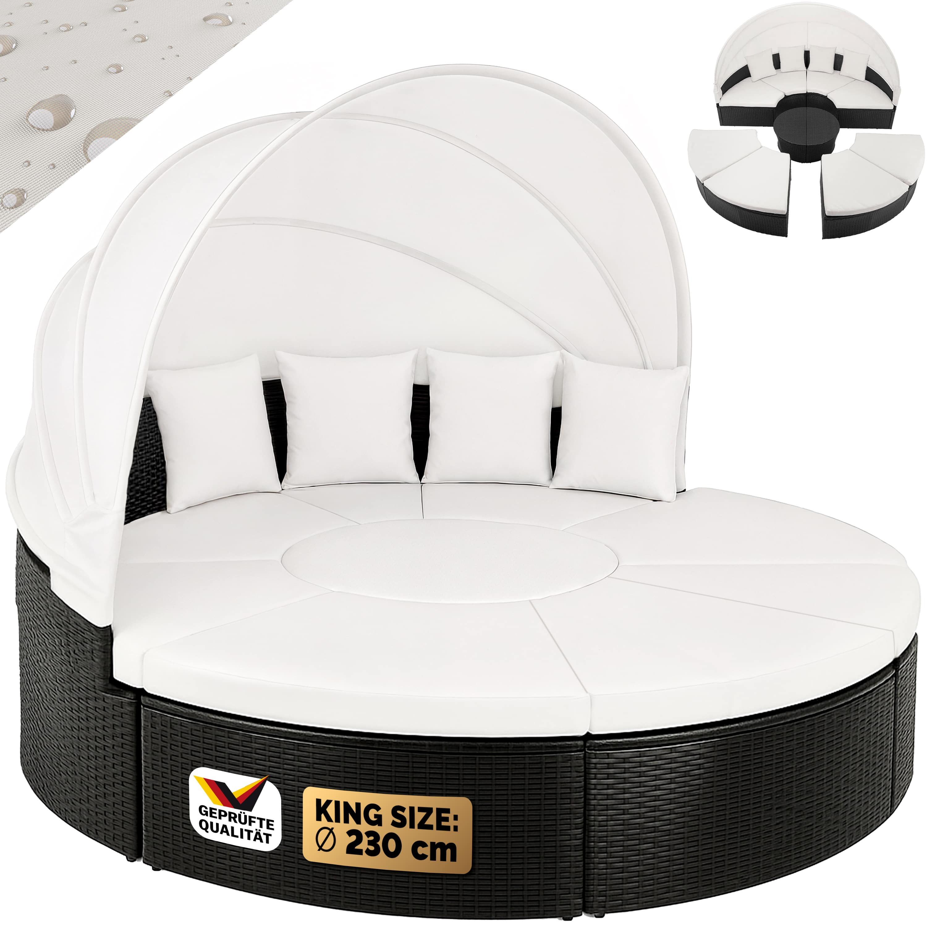 Casaria Sonneninsel Schwarz, 230cm Sonnenliege Polyrattan günstig online kaufen