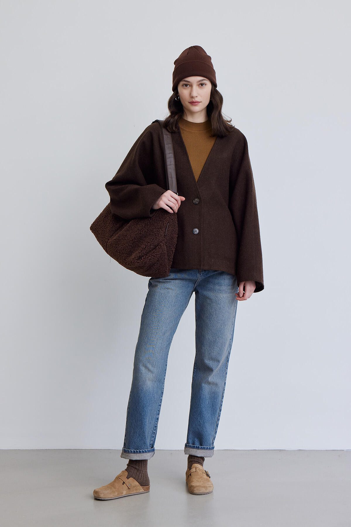 MANUKA Windbreaker Milana Brauner Wollmantel