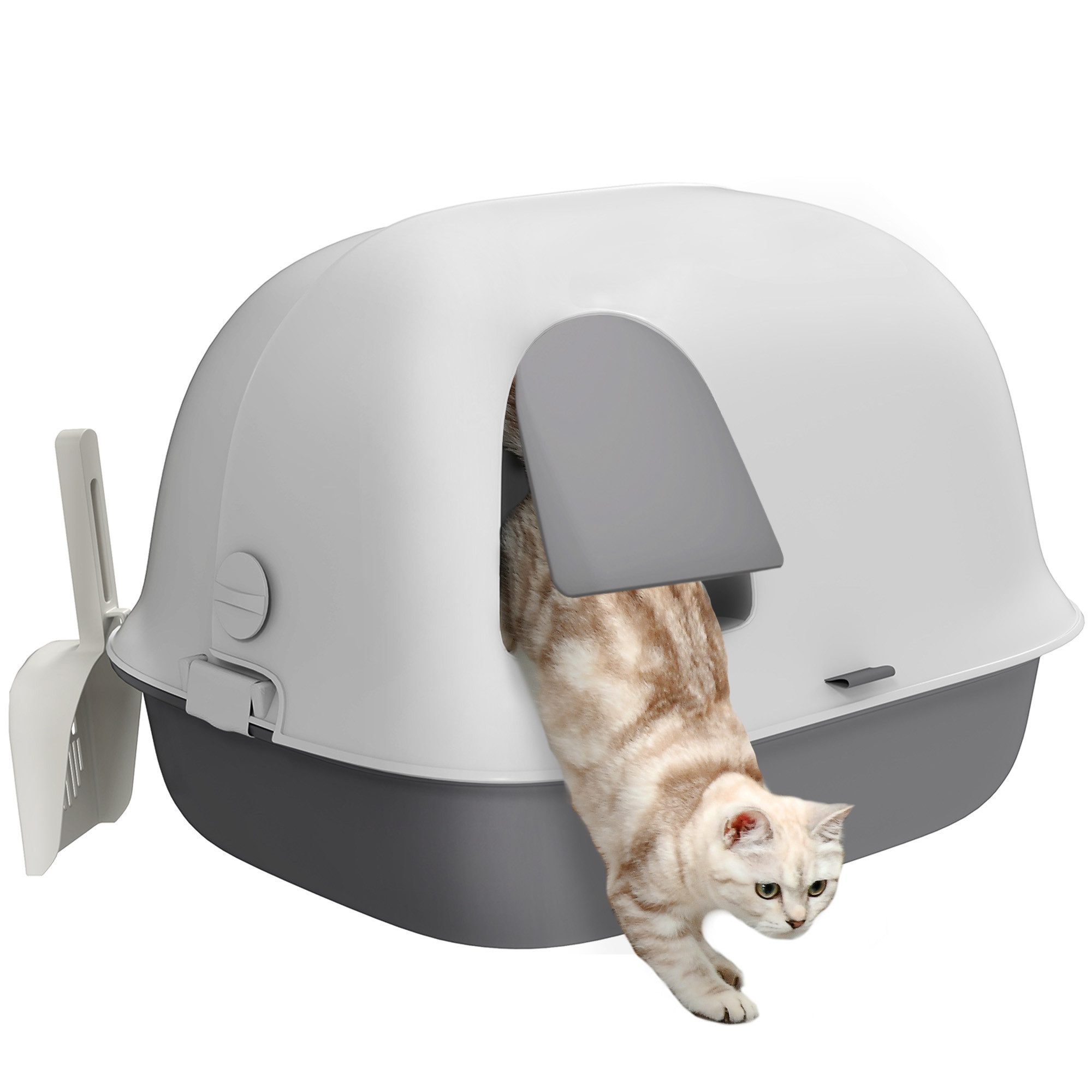 Katzentoilette mit Deckel, Sieb, Tür, Schaufel, geschlossen