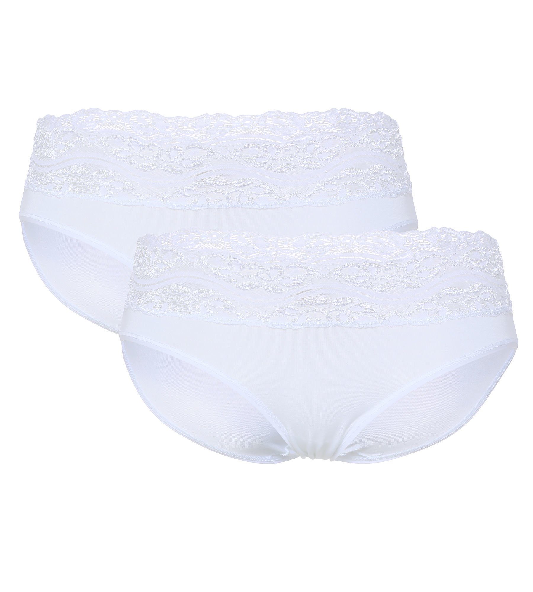 Pure Shape Slip Form-Unterwäsche elastisch (Packung, 2-teilig) mit Spitzenbund weiß