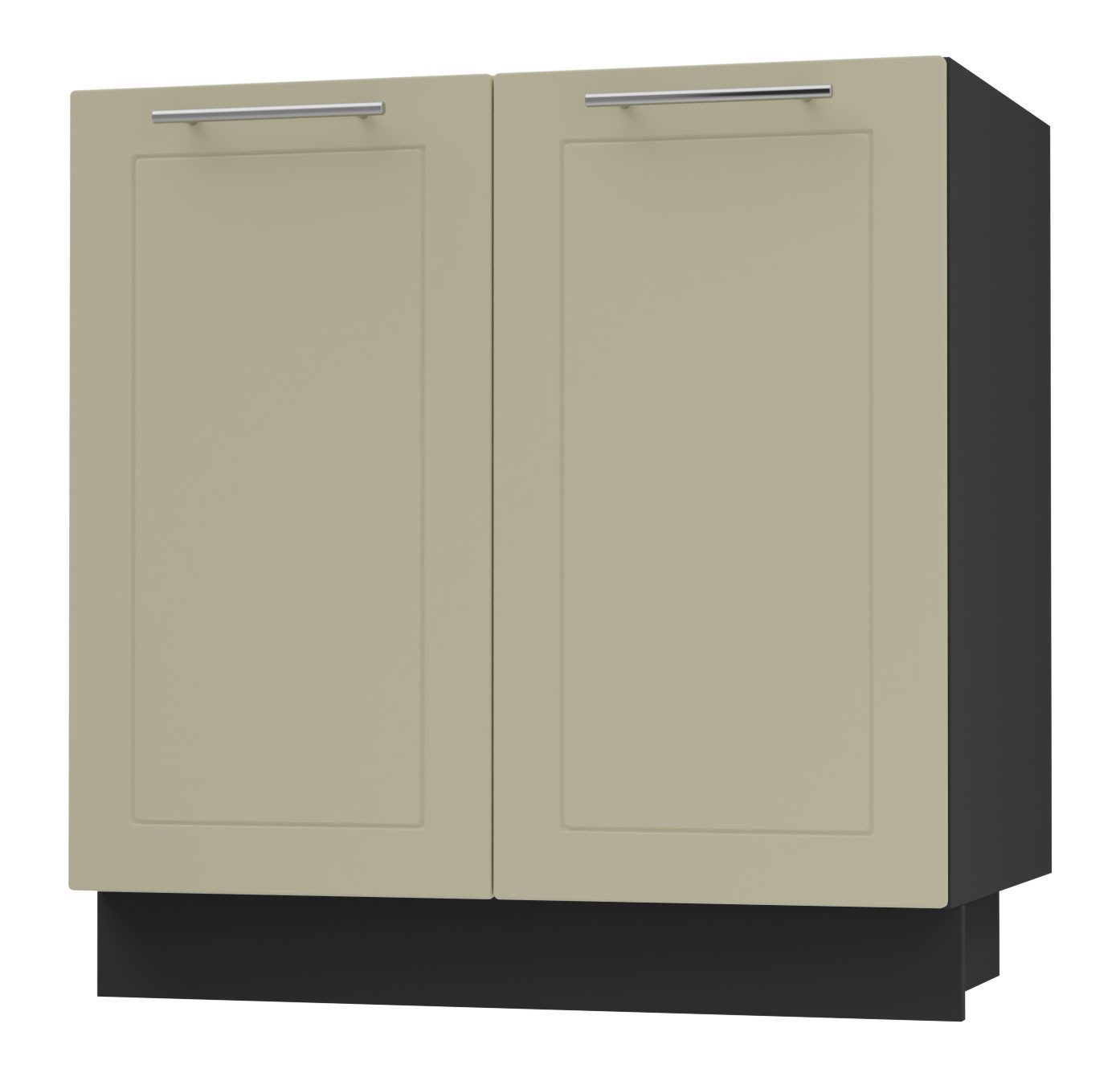 Feldmann-Wohnen Unterschrank Kvantum (2-türig, innen 1 Einlegeboden, Türanschlag beidseitig, Soft-Close, 1-St., Fronten mit dekorativen Fräsungen und leicht abgerundeten Ecken) 80x50x82cm schwarz - vanille (Q-D11/80)