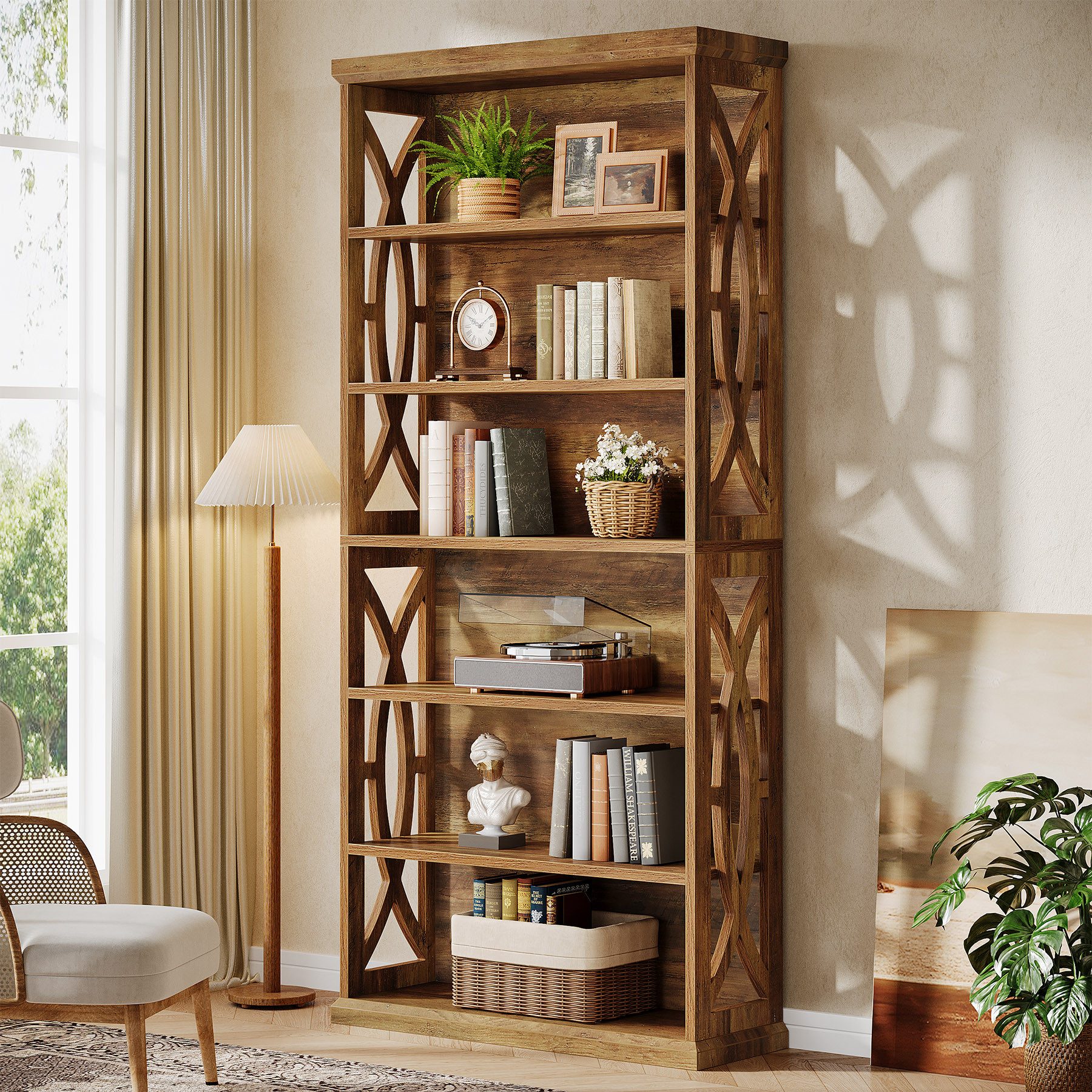 Tribesigns Bücherregal 6 Ebenen, 180 cm Hohes Industrielles Regal Für Wohnzimmer & Büro