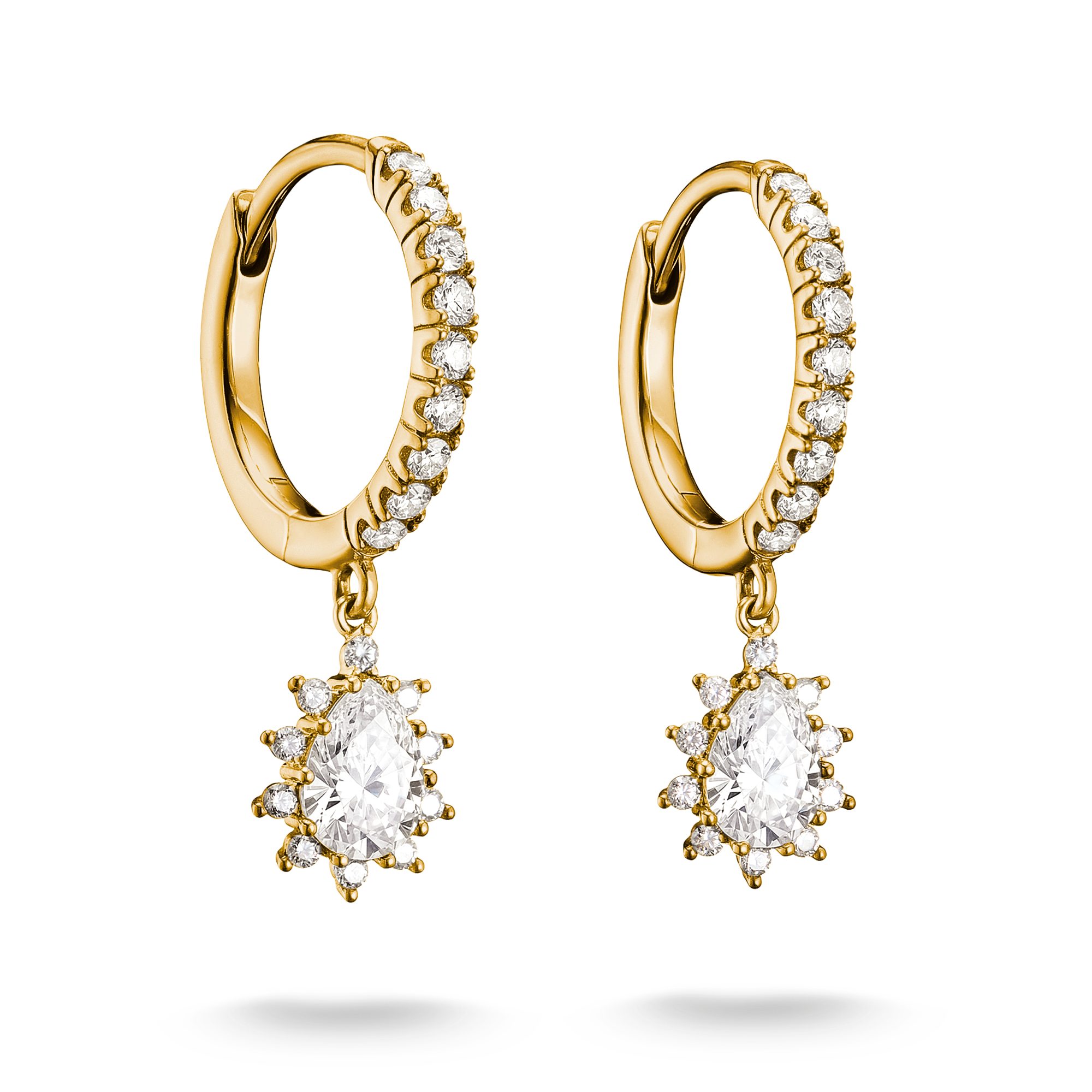 THOMAS SABO Paar Creolen Gelbgoldfarbene Creole mit Zirkoniasteinen und Anhänger, mit Zirkonia (synth)