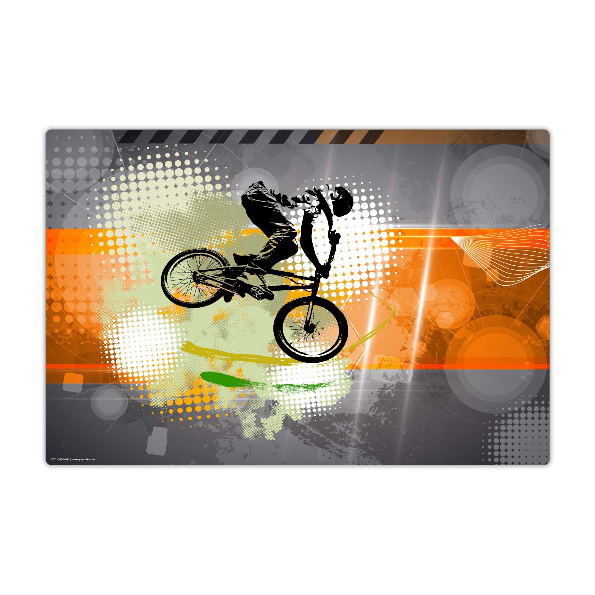 cover-your-desk.de Schreibtischunterlage abwaschbar – Mountainbike Orange – aus premium Vinyl – Made in Germany, (1 tlg)