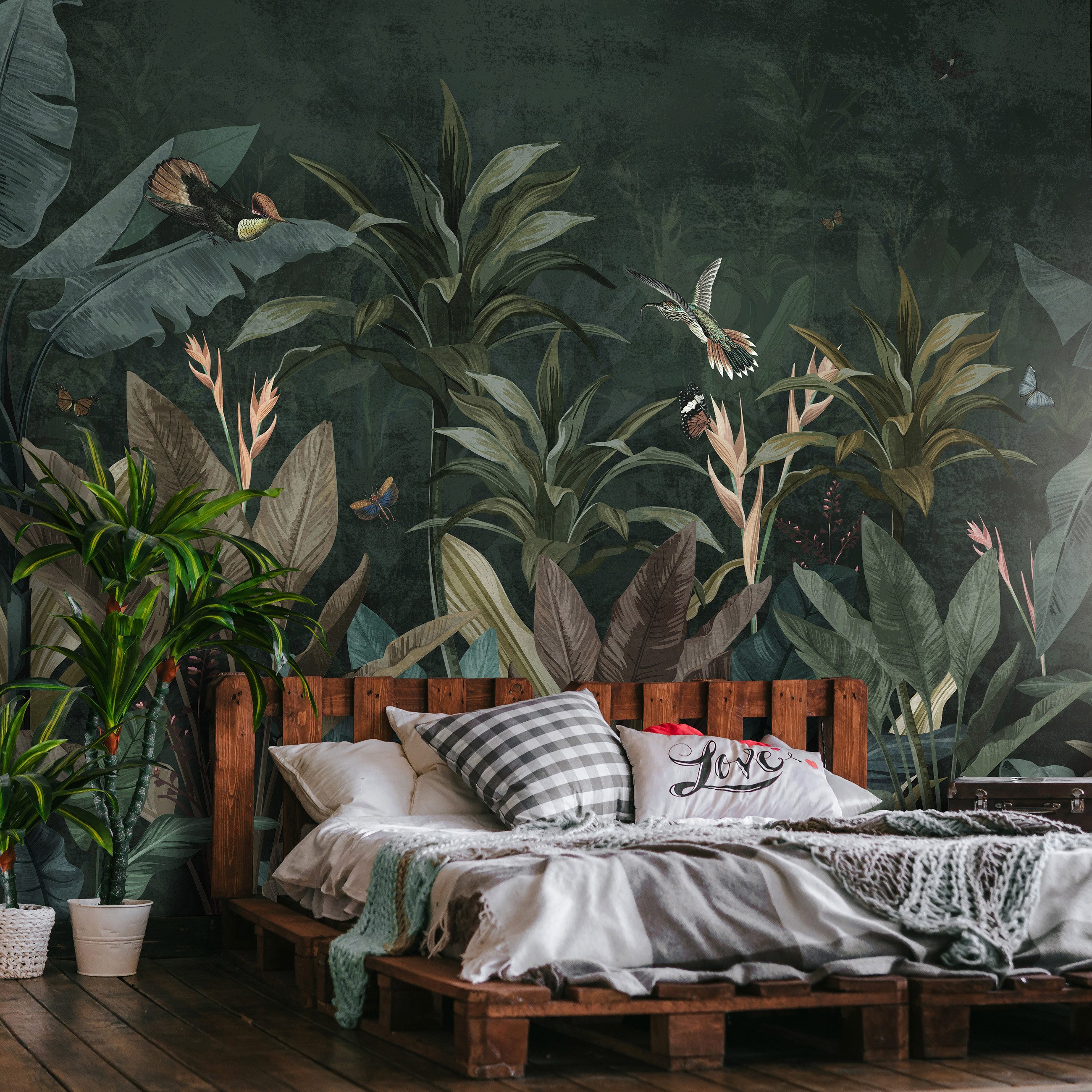 Wallarena Fototapete Grün - Vlies - Schlafzimmer, glatt, 104x70cm