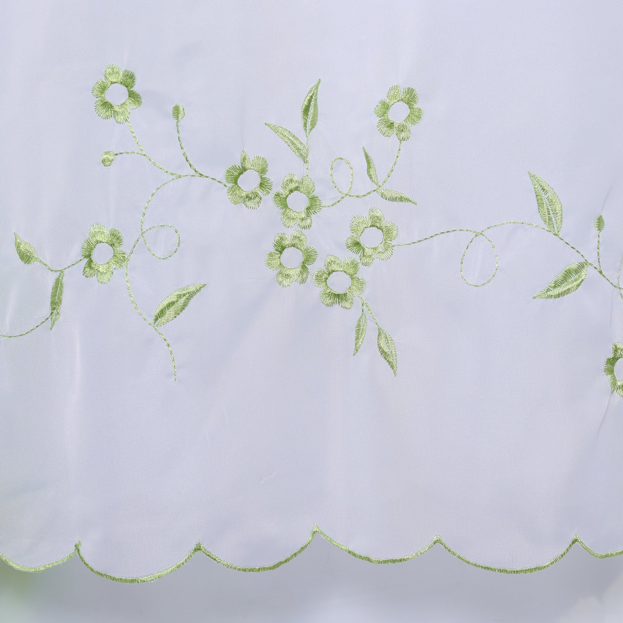 Kurzstore, Vorhang Blüten-Stickerei, Joyswahl, Voile Cafe Scheibengardine, transparent, mit grün