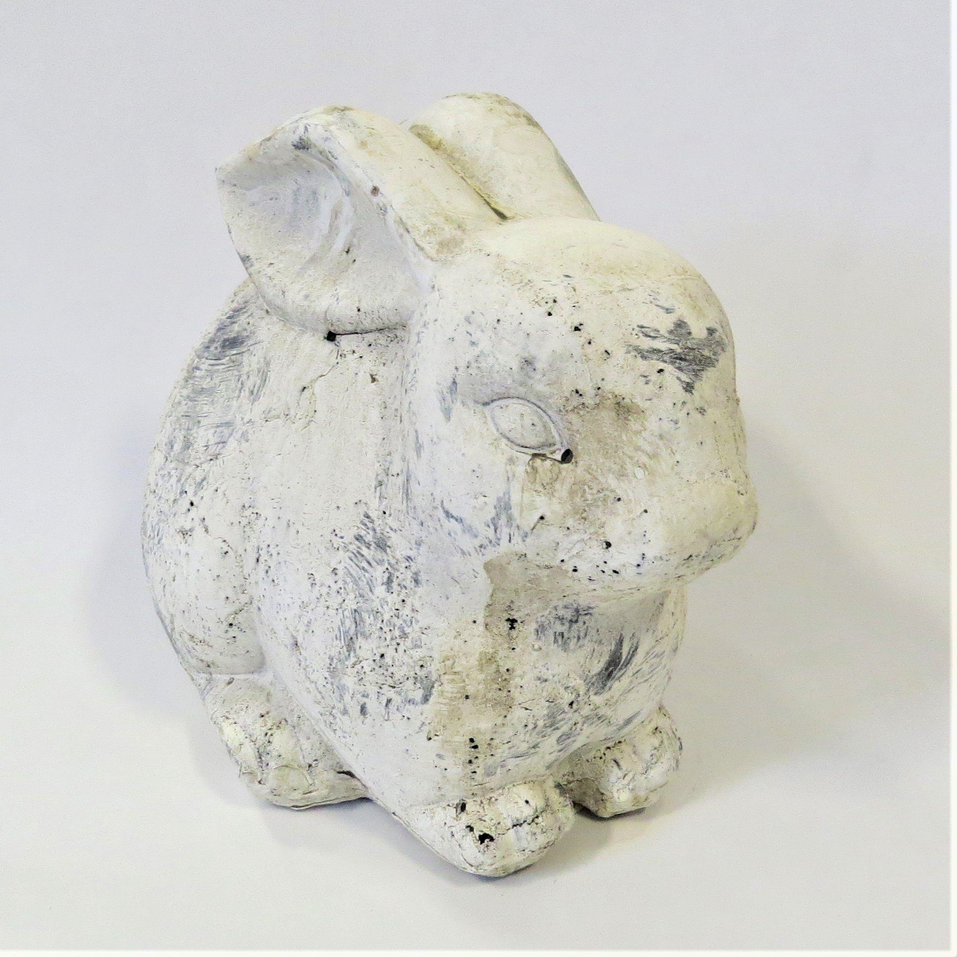 Exner GmbH Garten- & Wohnaccessoires Osterhase Deko Hase in Beton Stein Optik Creme Weiß 20 x 23 cm, Beton Optik