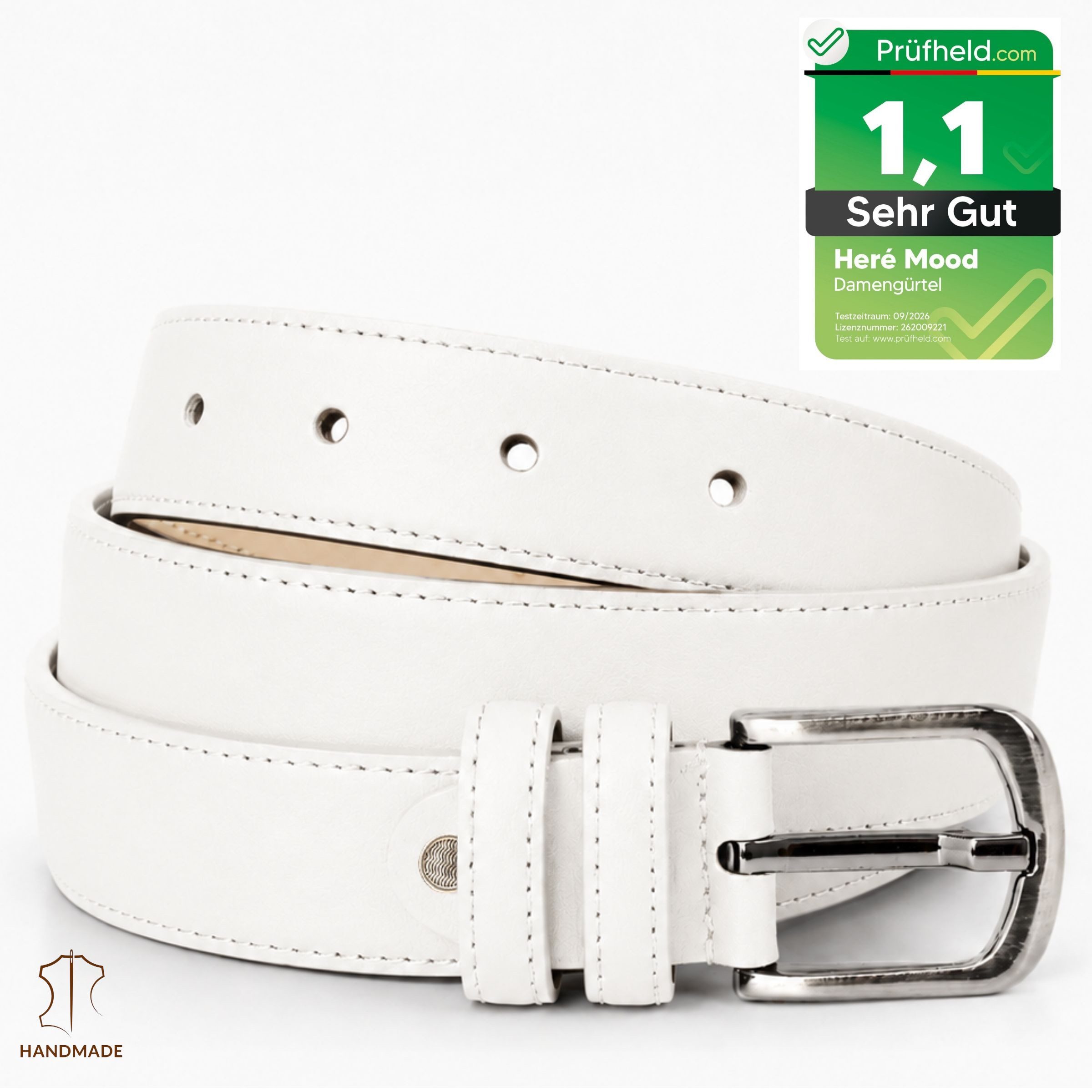 herémood Ledergürtel Gürtel Damen Ledergürtel Jeans & Kleid Geschenke Frauen Accessoires (Gürtel Damen Weiß 130 cm - Premium Ledergürtel - handgefertigt - hochwertig verarbeitet - kürzbar, 1-St., Taillengürtel Damen aus Echtleder, für Mom Jeans Damen & Kleid & Hosen) Damengürtel Leder, Geburtstag Geschenk Frau Jeans, Hosen & Kleidung