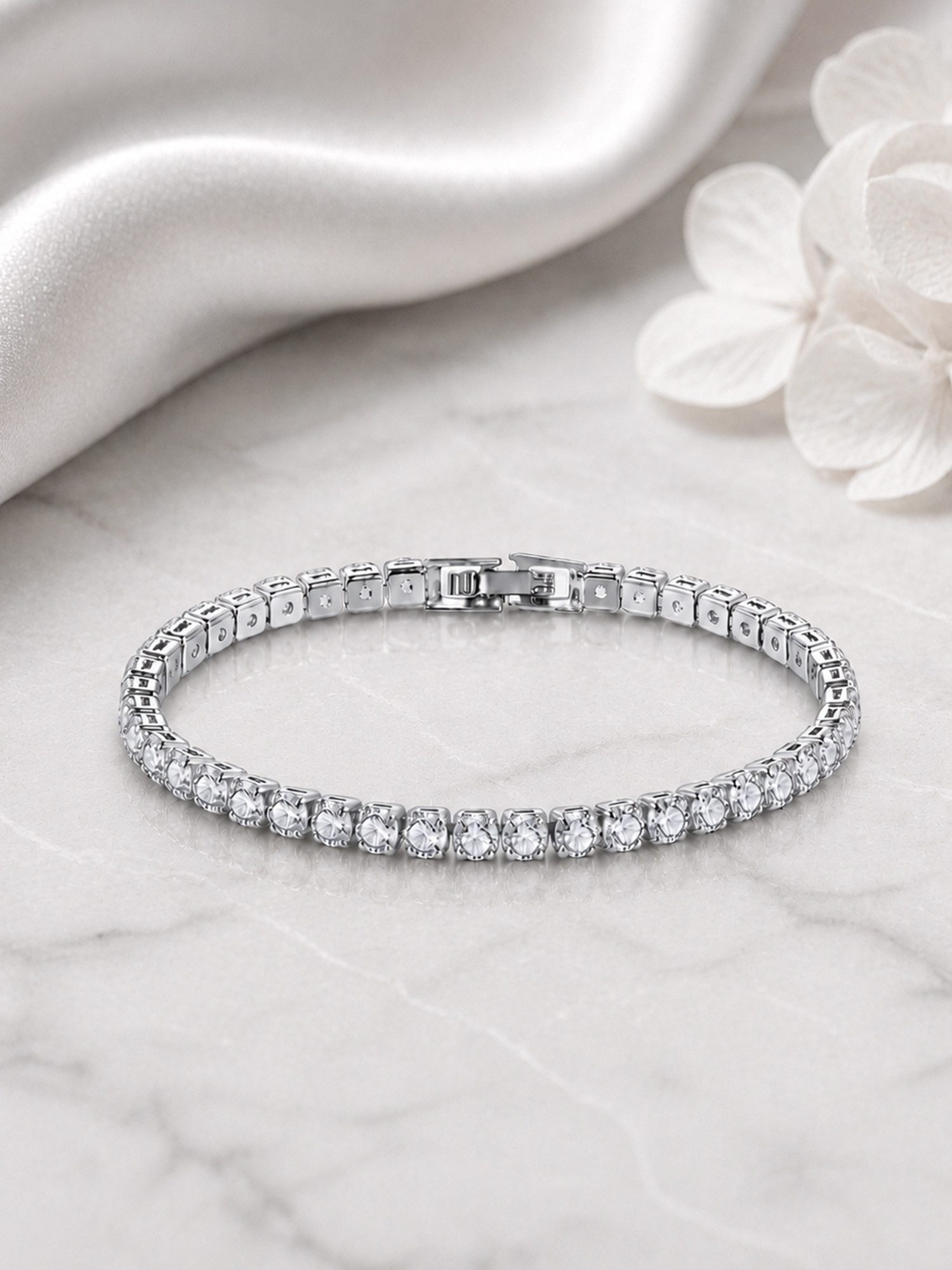 Staufergold Tennisarmband Tennisarmband „Crystal Line“ Silber, handmade with Love!