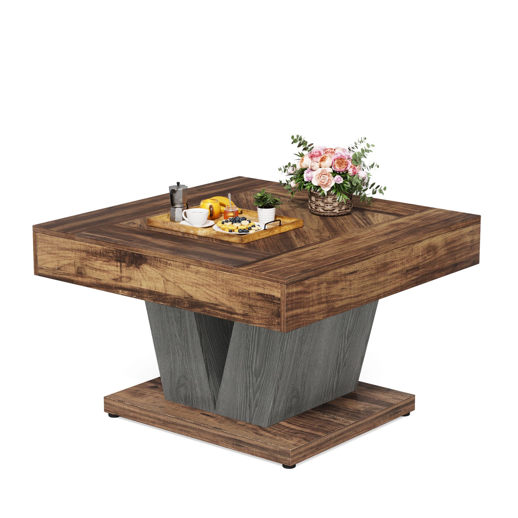 Tribesigns Couchtisch Quadratischer Holz-Couchtisch, moderner Mitteltisch, günstig online kaufen