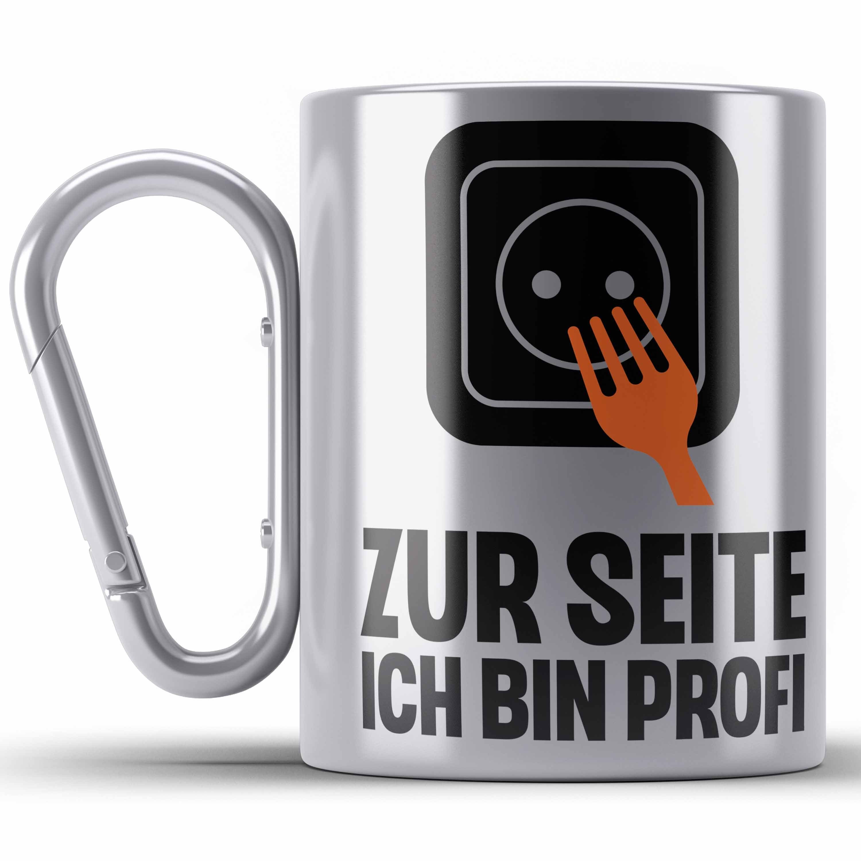 Trendation Thermotasse Elektriker Edelstahl Tasse Spruch Männer Geschenk Lustig Gadget Gesche Silber