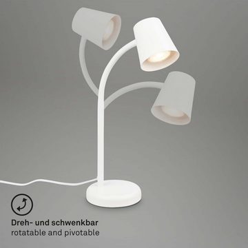 Briloner Leuchten Tischleuchte 7476016, schwenkbar, Kabelschalter, LED wechselbar, Tischlampe, 13 x 38,5cm, Weiß, max. 9W, GU10, Leselampe, Schreibtisch