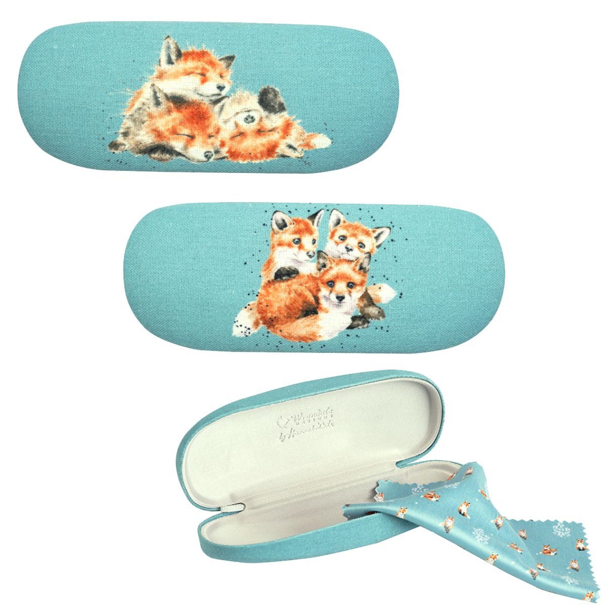Brillenetui Wrendale Designs Brillenetui Hardcase Fuchswelpen mit Putztuch