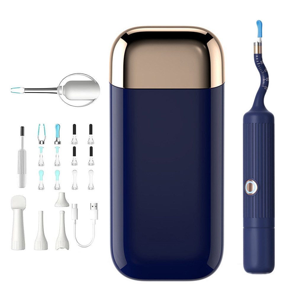 TWUFY Ohrenreiniger Ohrenreiniger mit 1920P HD Kamera – für die ganze Familie, Ohrenreiniger mit WLAN, IP67 Wasserdicht, 6 LEDs 1-tlg., für Erwachsene, Kinder und Haustier, blau