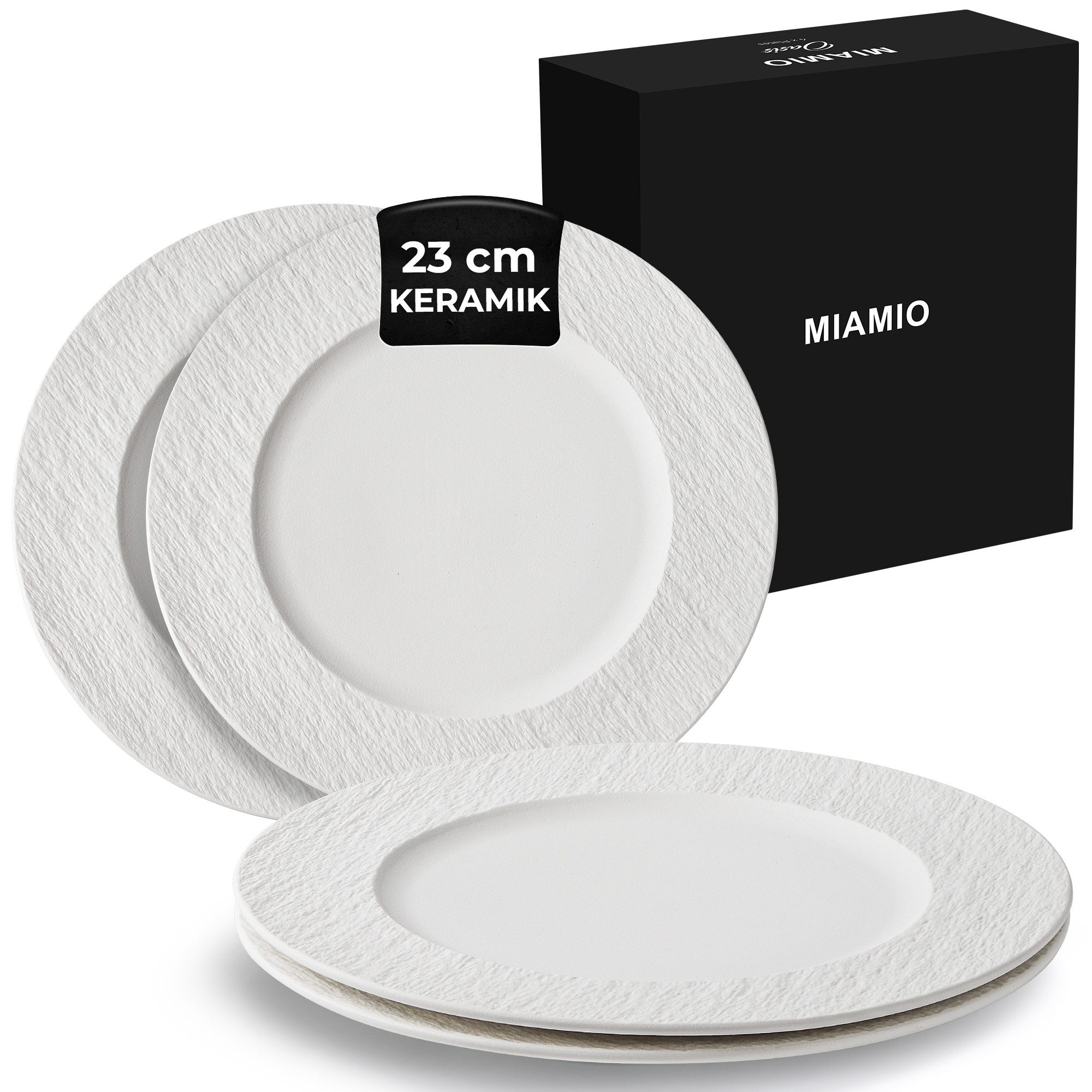 Teller 4er Teller Set aus Keramik 4 Personen - Oasis Collection 23 cm Weiß