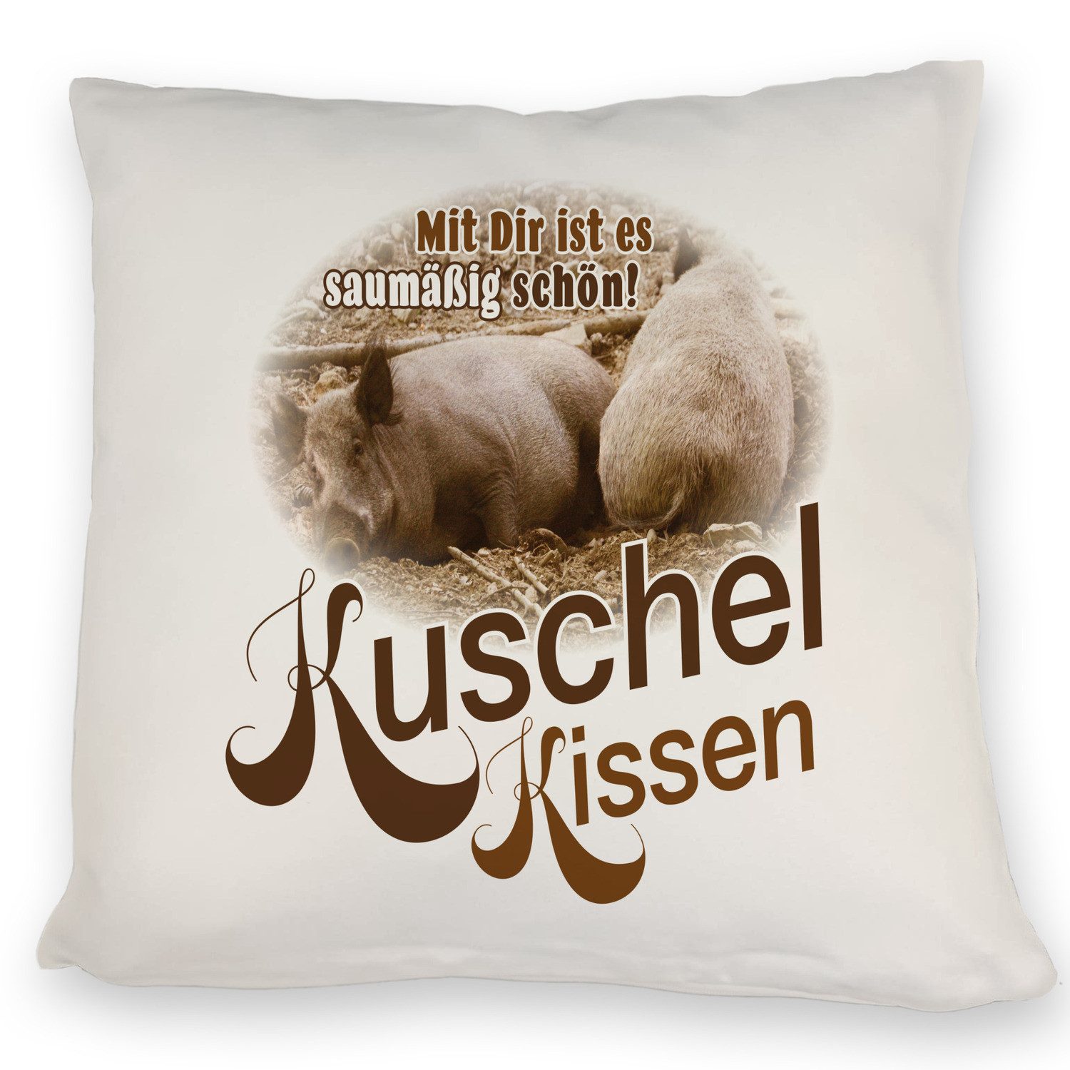 Dekokissen Kuschel Kissen mit Spruch Mit Dir ist es saumäßig schön!