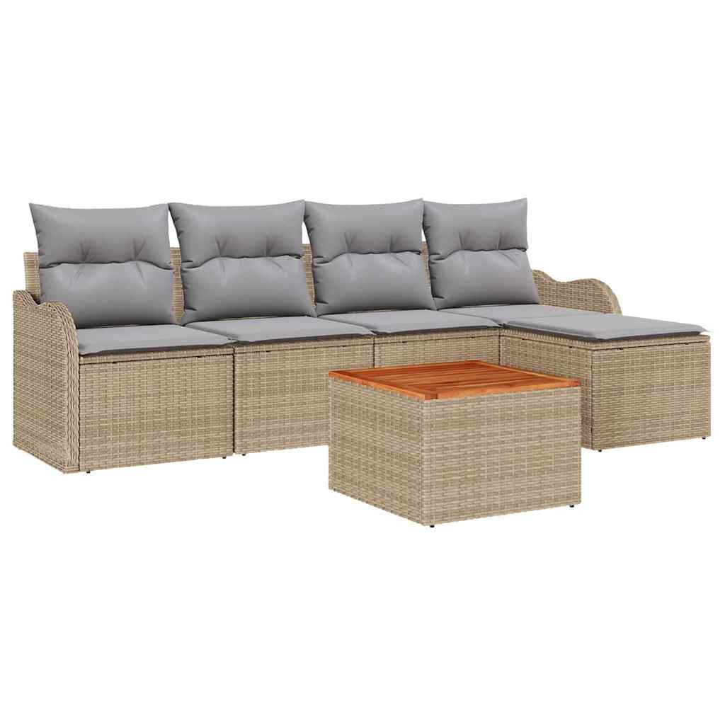 vidaXL Gartenlounge-Set Garten-Sofa-Set 6 pcs Beige und Hellgrau, (6-tlg)