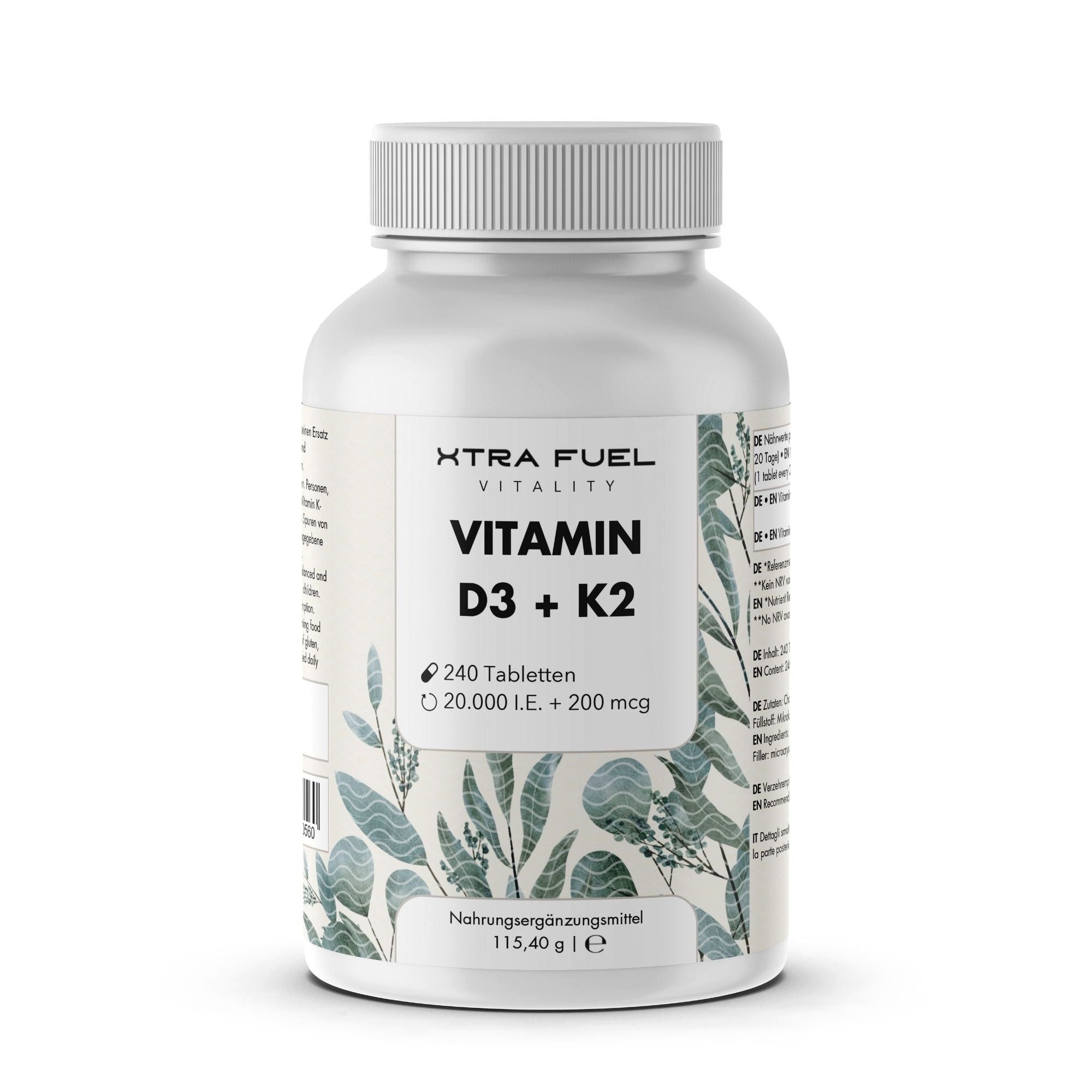 Vitamin D3 + K2 240 Tabletten - 20.000 I.E. + 200mcg - 100% rein Tablette